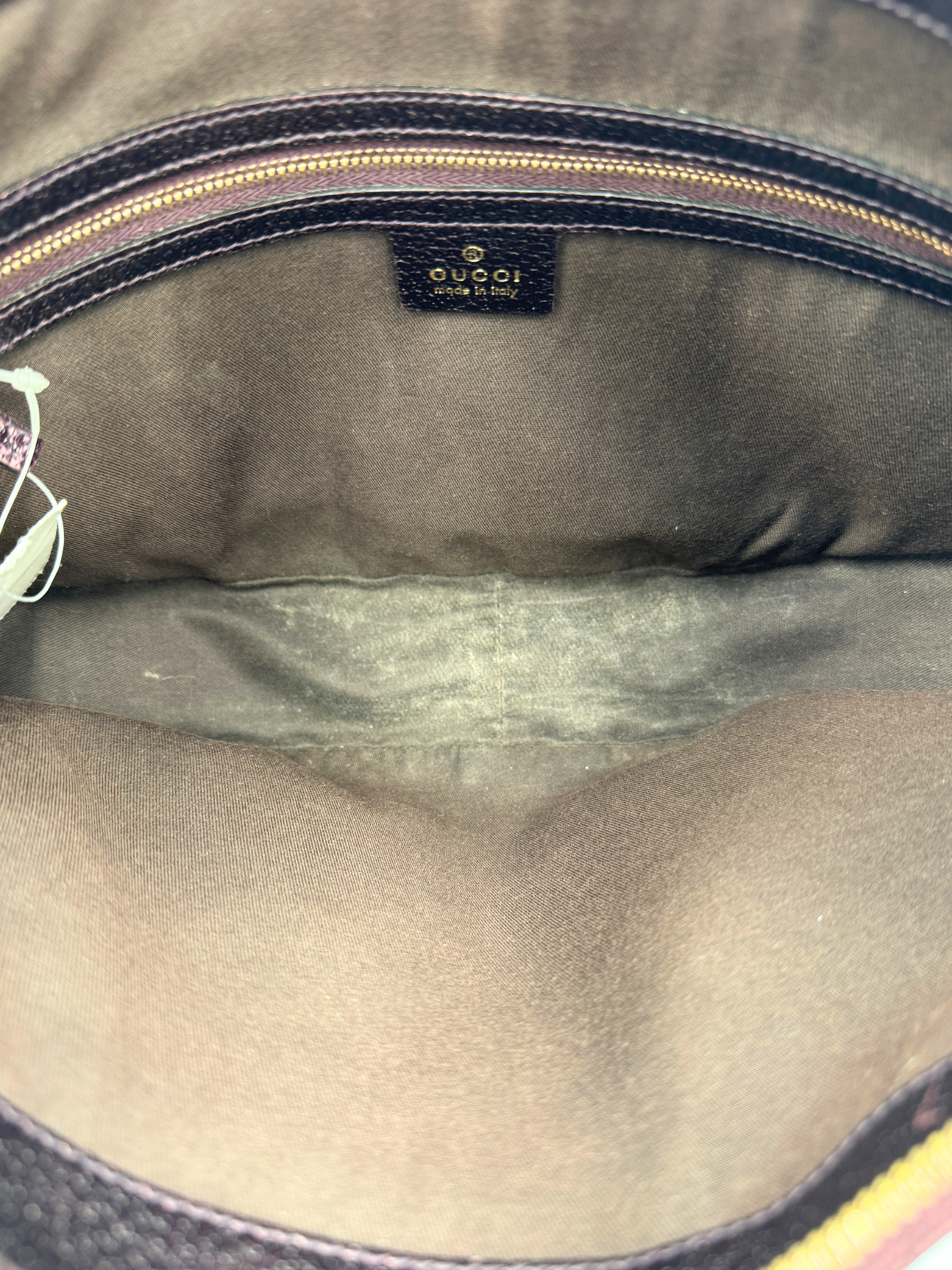 Vintage Tom Ford Era GG Logo Hobo Shoulder Bag in Plum Grained Leather