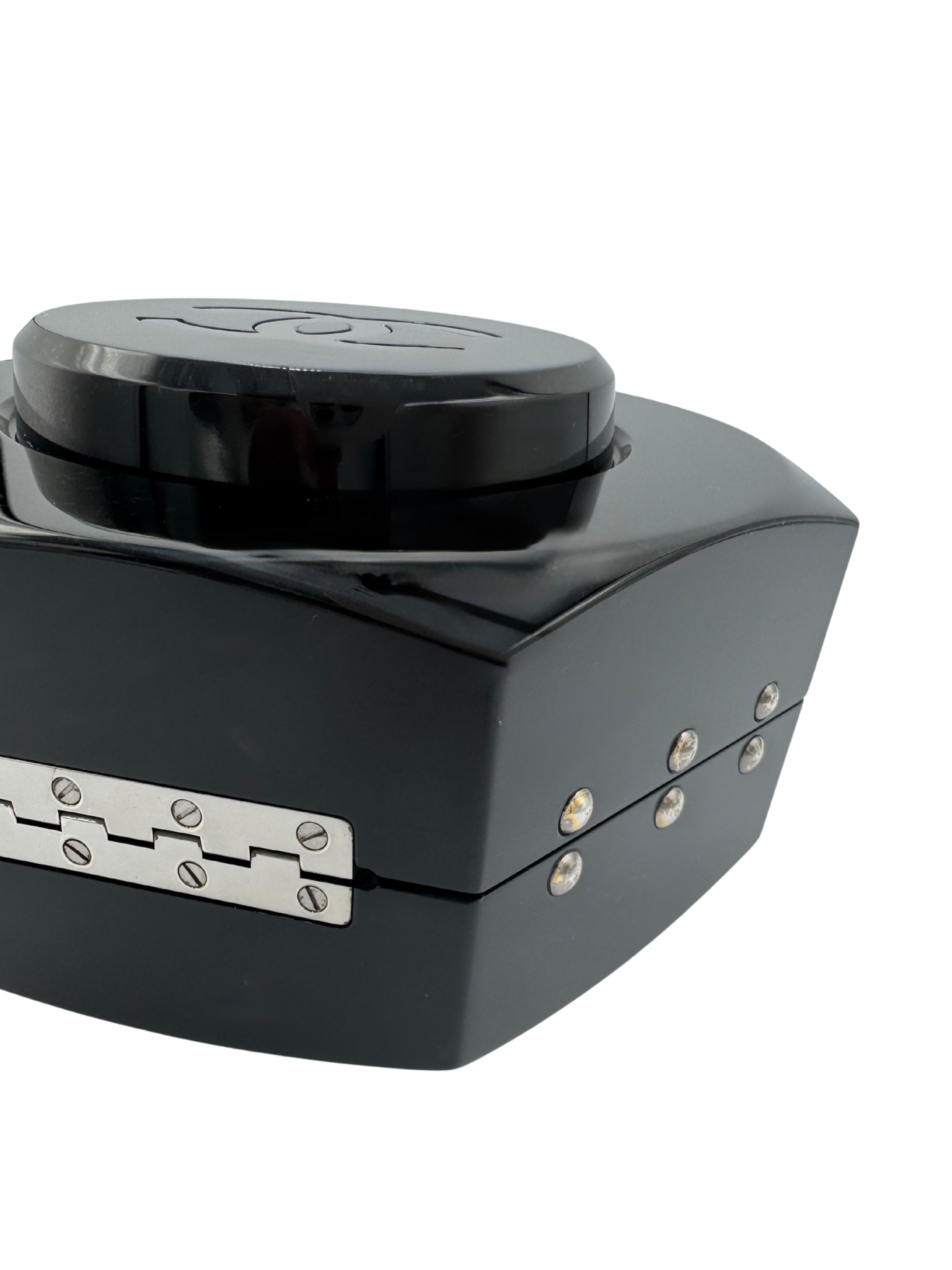 Octagon Minaudiere with Chain (28A Collection) in Black Acrylic Plexiglass