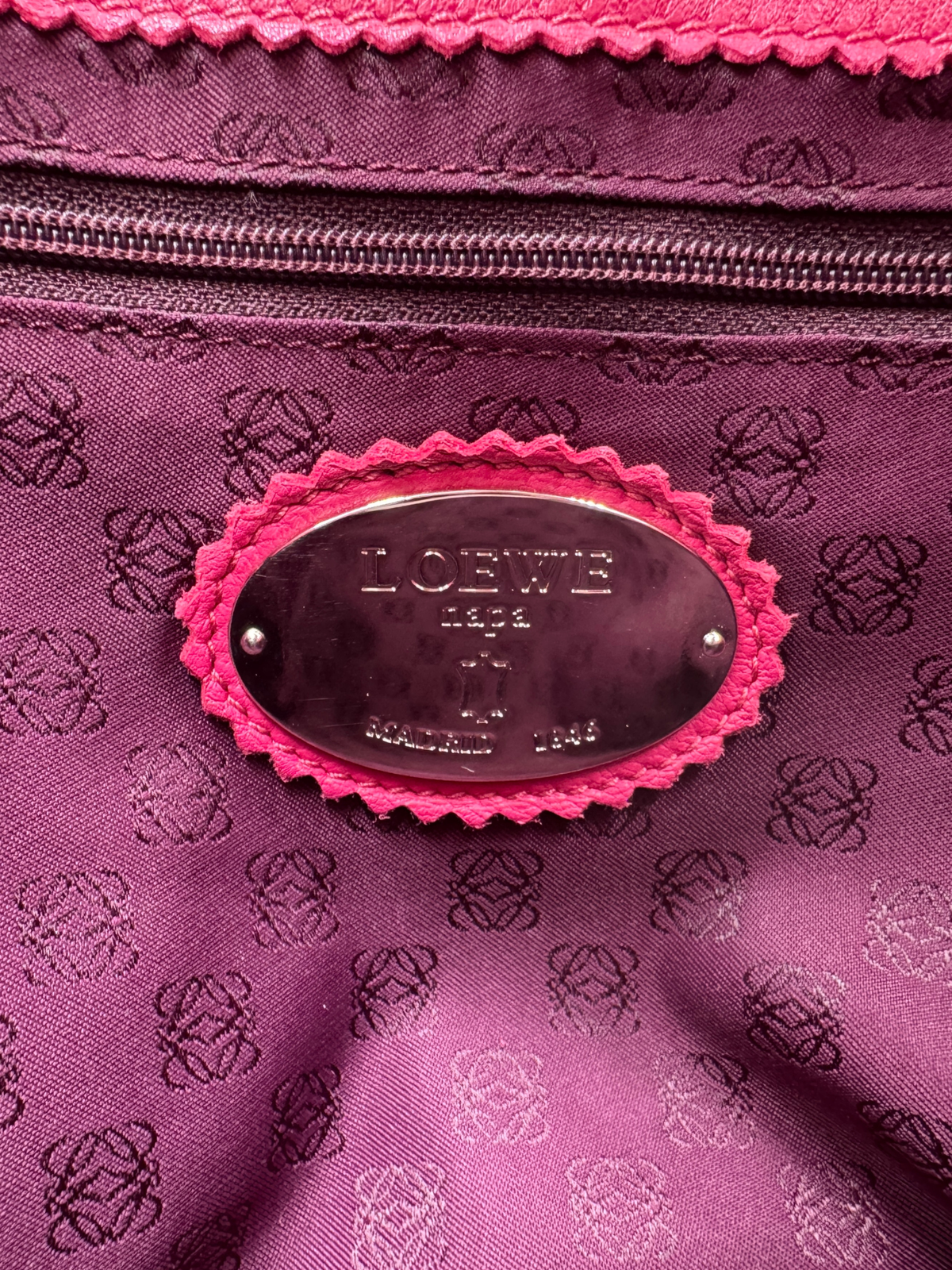 Vintage Anagram Logo Small East-West Shopping Tote Bag in Hot Pink Nappa Calfskin Leather