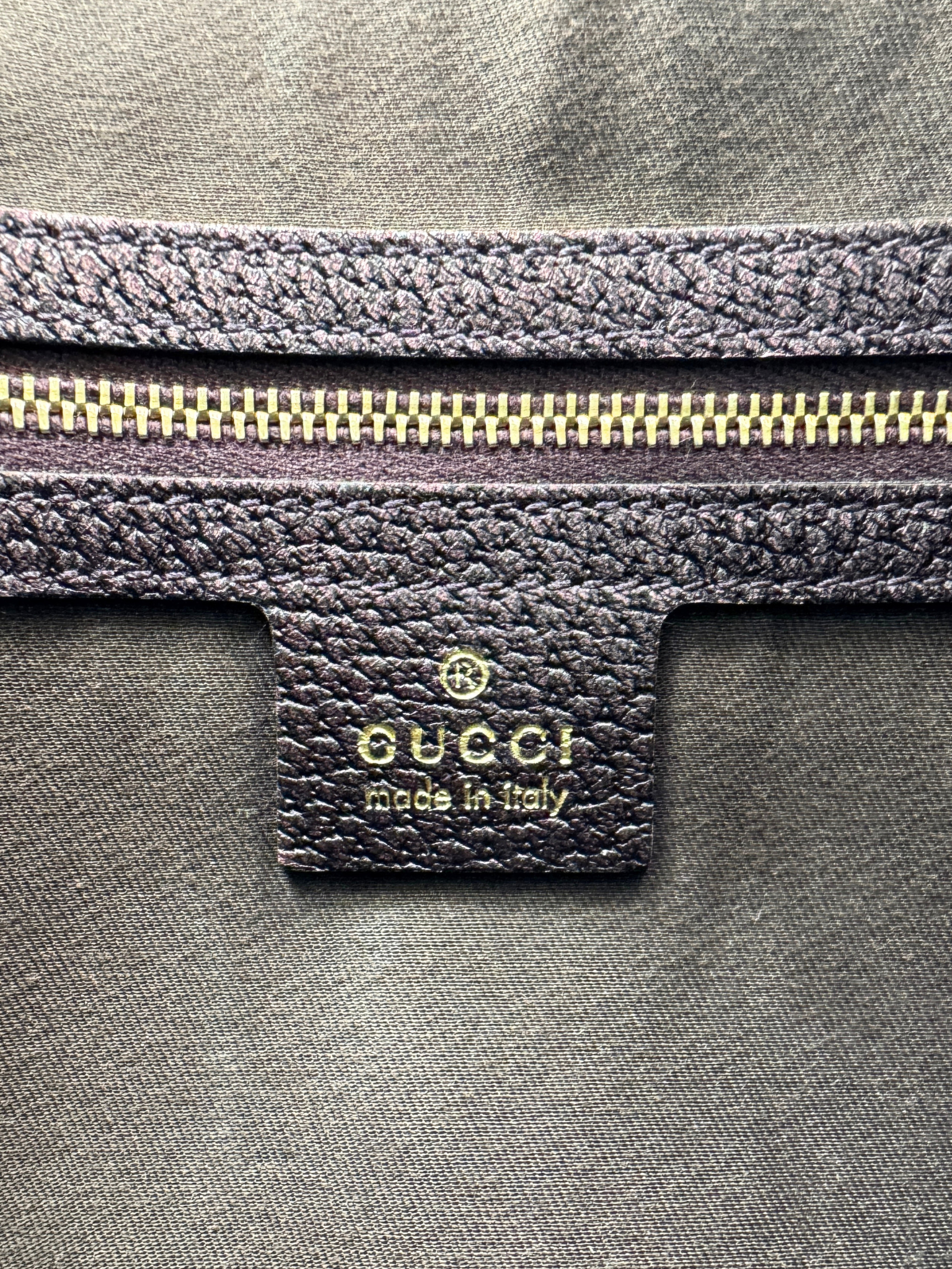 Vintage Tom Ford Era GG Logo Hobo Shoulder Bag in Plum Grained Leather