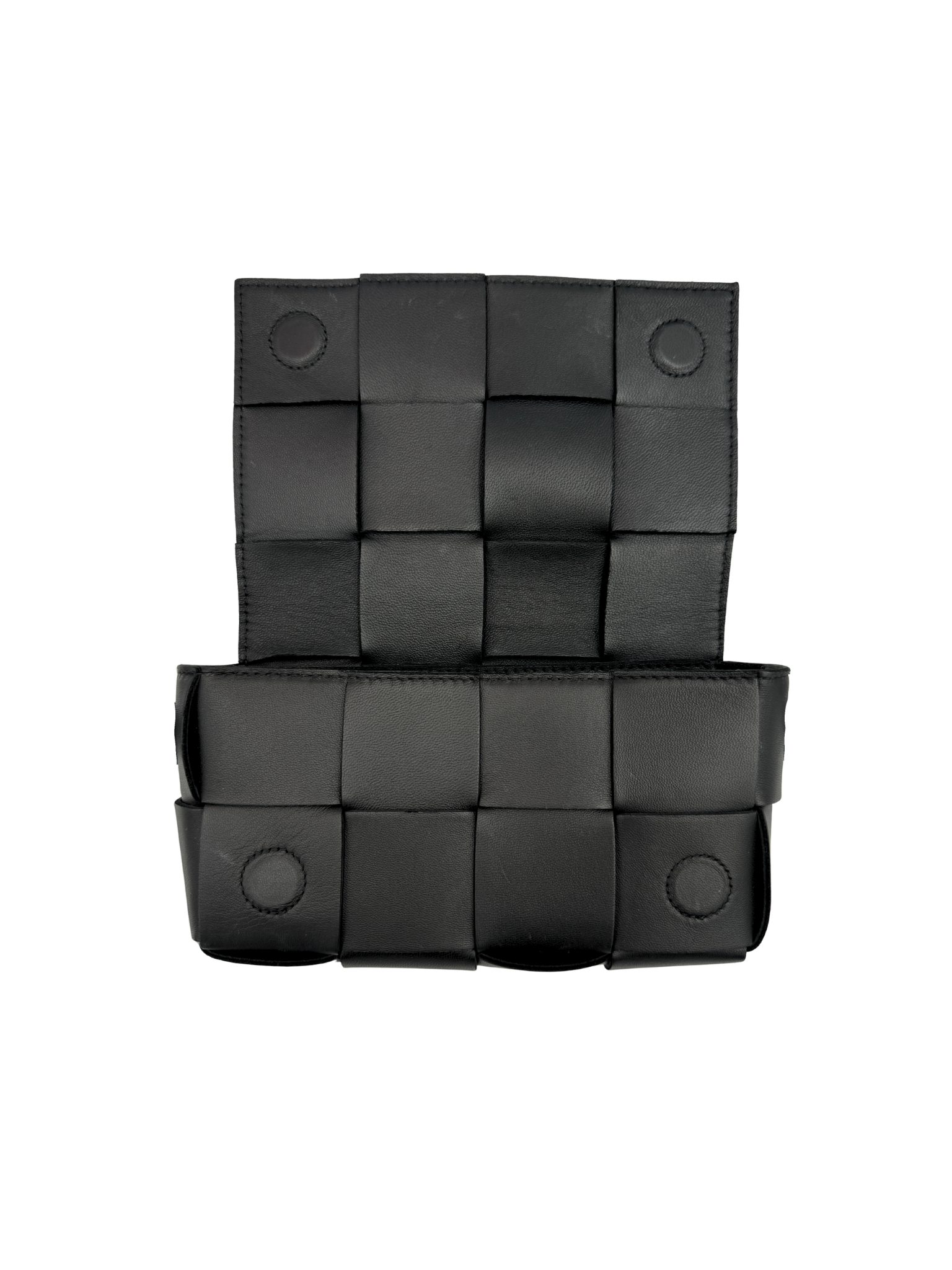 Cassette Belt Bag / Bum Bag in Black Maxi Intrecciato Woven Leather