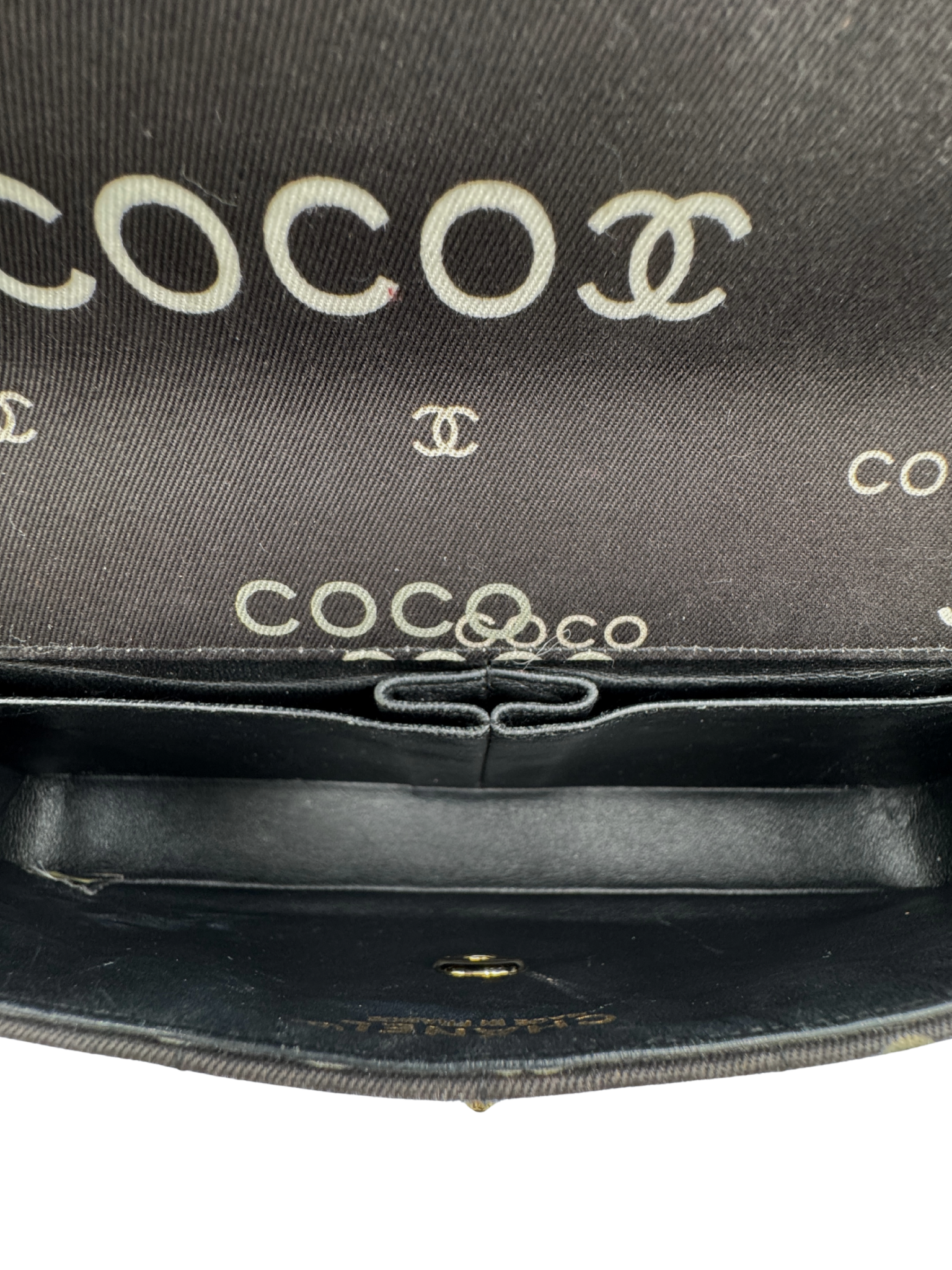 Vintage 2002 Karl Lagerfeld Era Coco Classic Chocolate Bar Single Flap Shoulder Bag in Black and White Logo Canvas (Copy)
