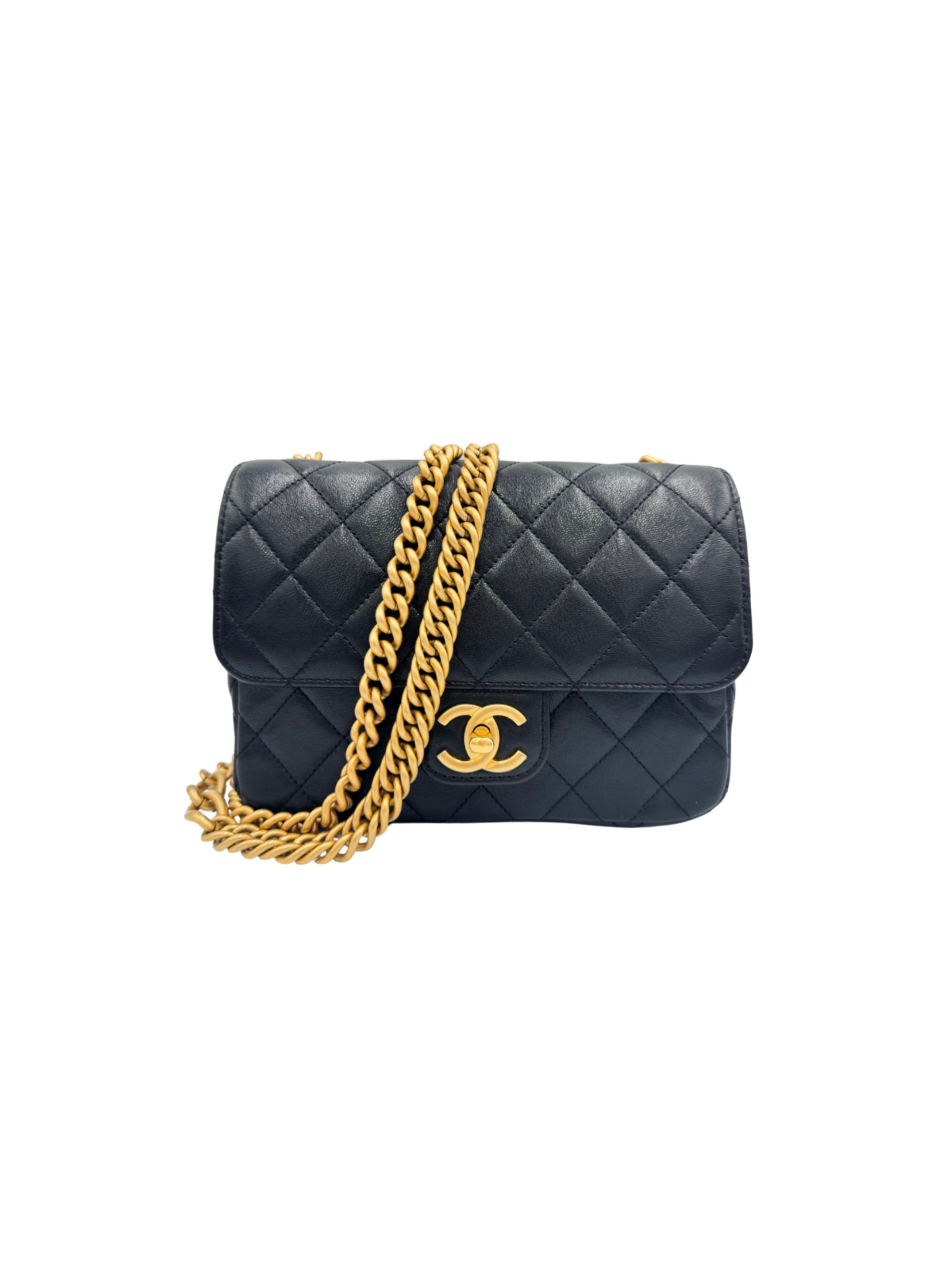 Quilted Classic Single Flap Bag in Black Calfskin Leather