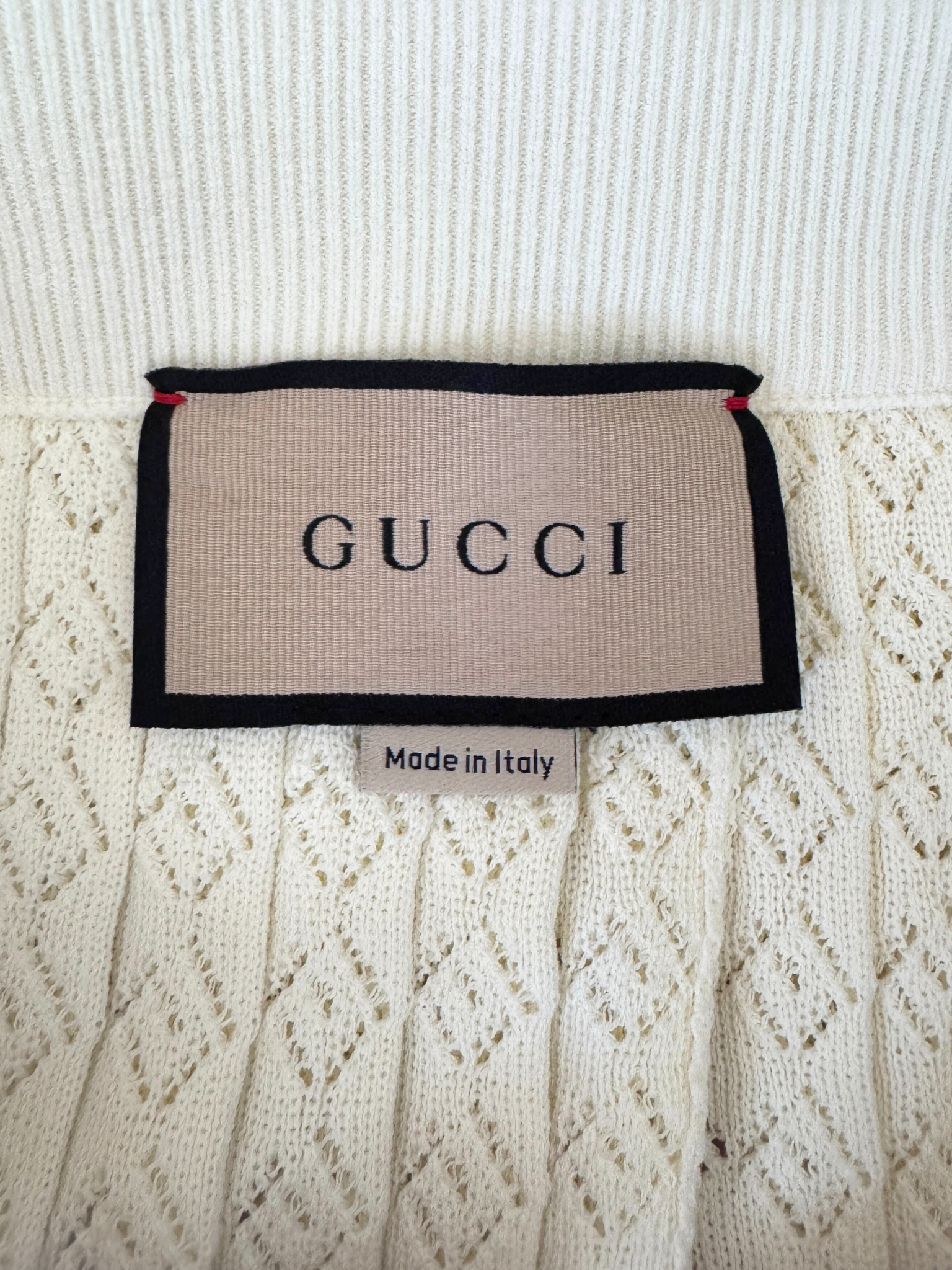 Size L GG Monogram Pleated Midi Skirt in Ivory Knit with Gucci Web Trim