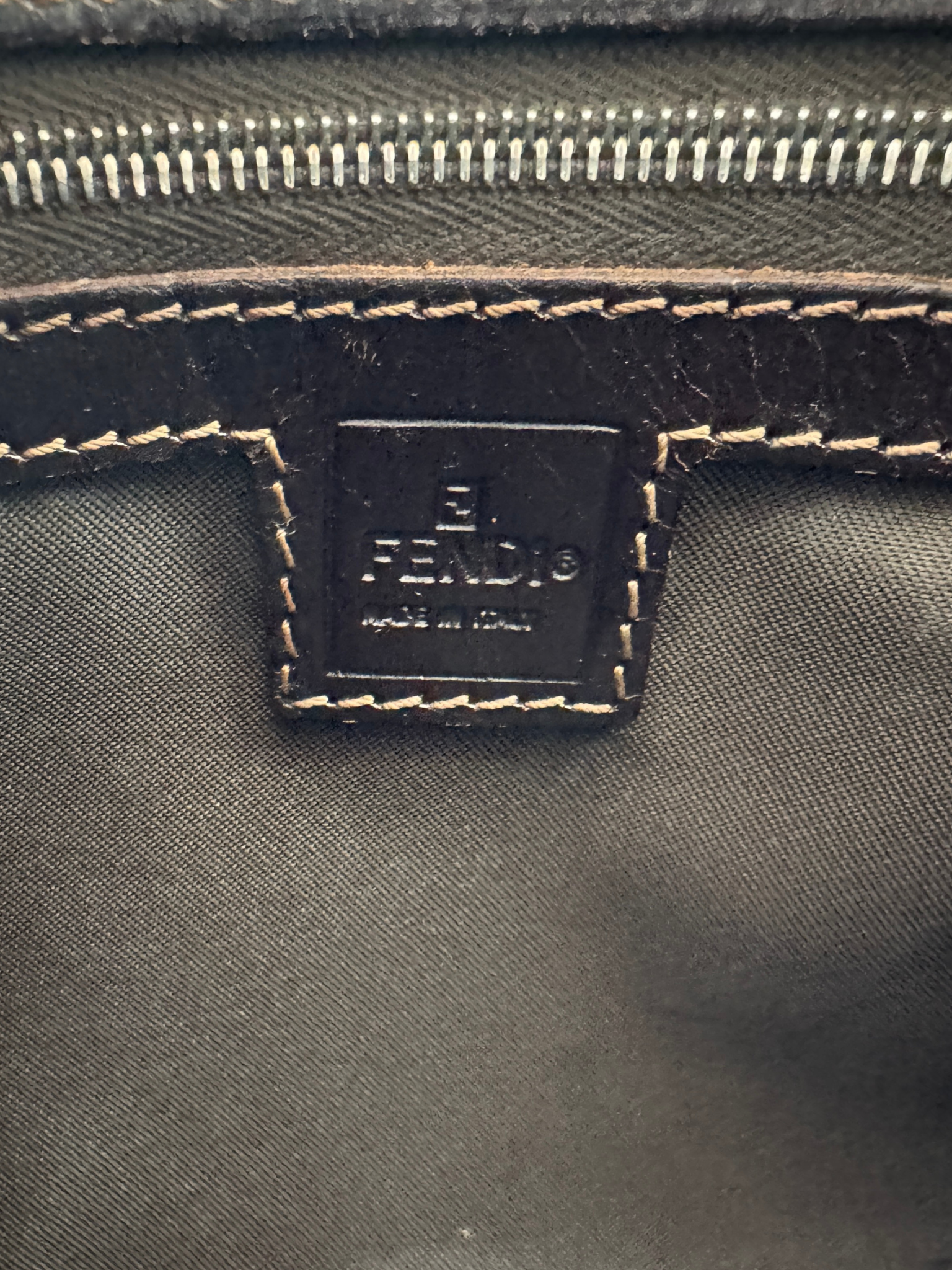 Vintage FF Zucca Boston Bag with Top Handle in Brown and Tan Monogram Canvas with Brown Leather Trim