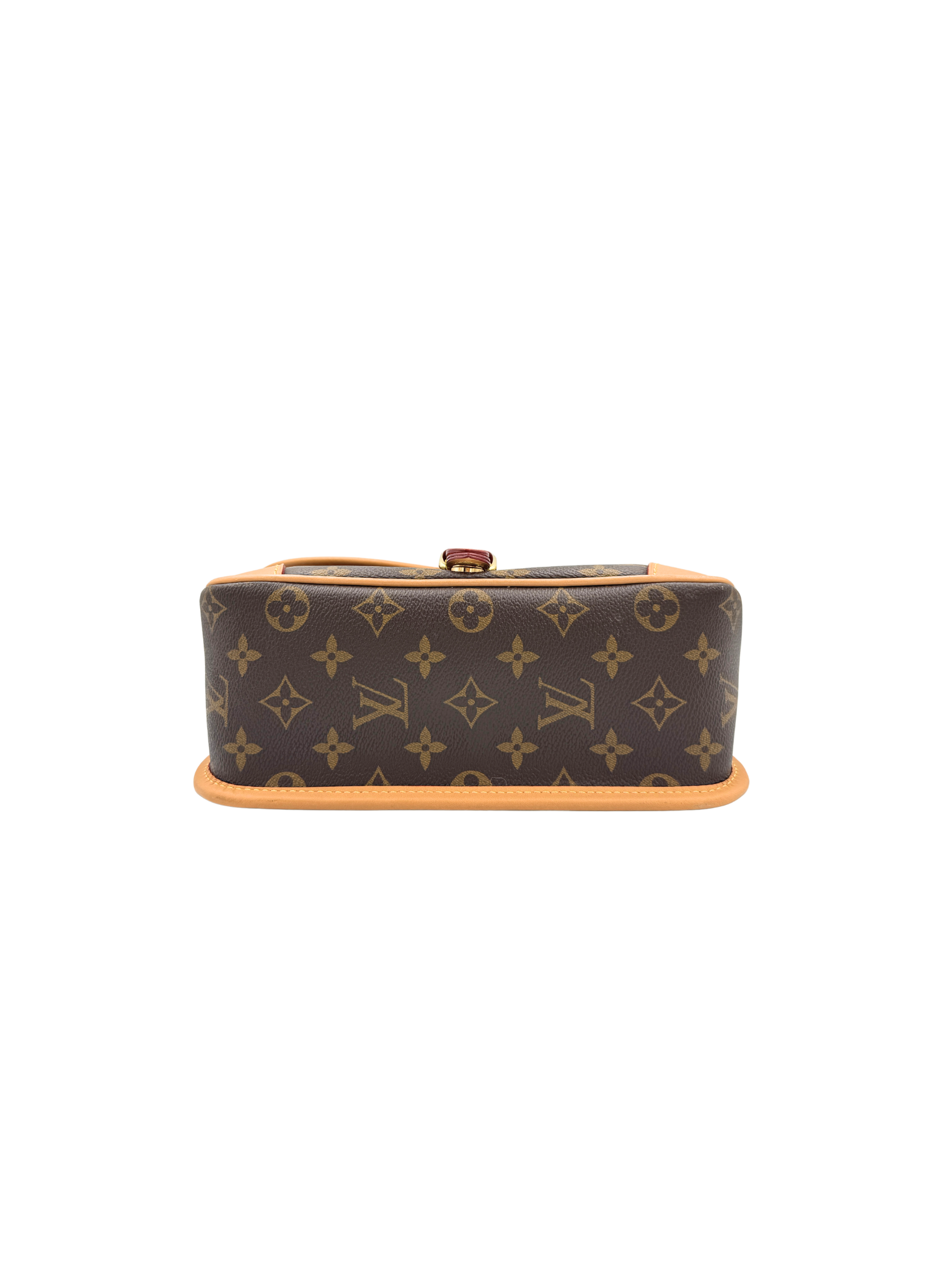 Diana Shoulder Bag in Brown and Tan Monogram Coated Canvas with Tan Leather Accents