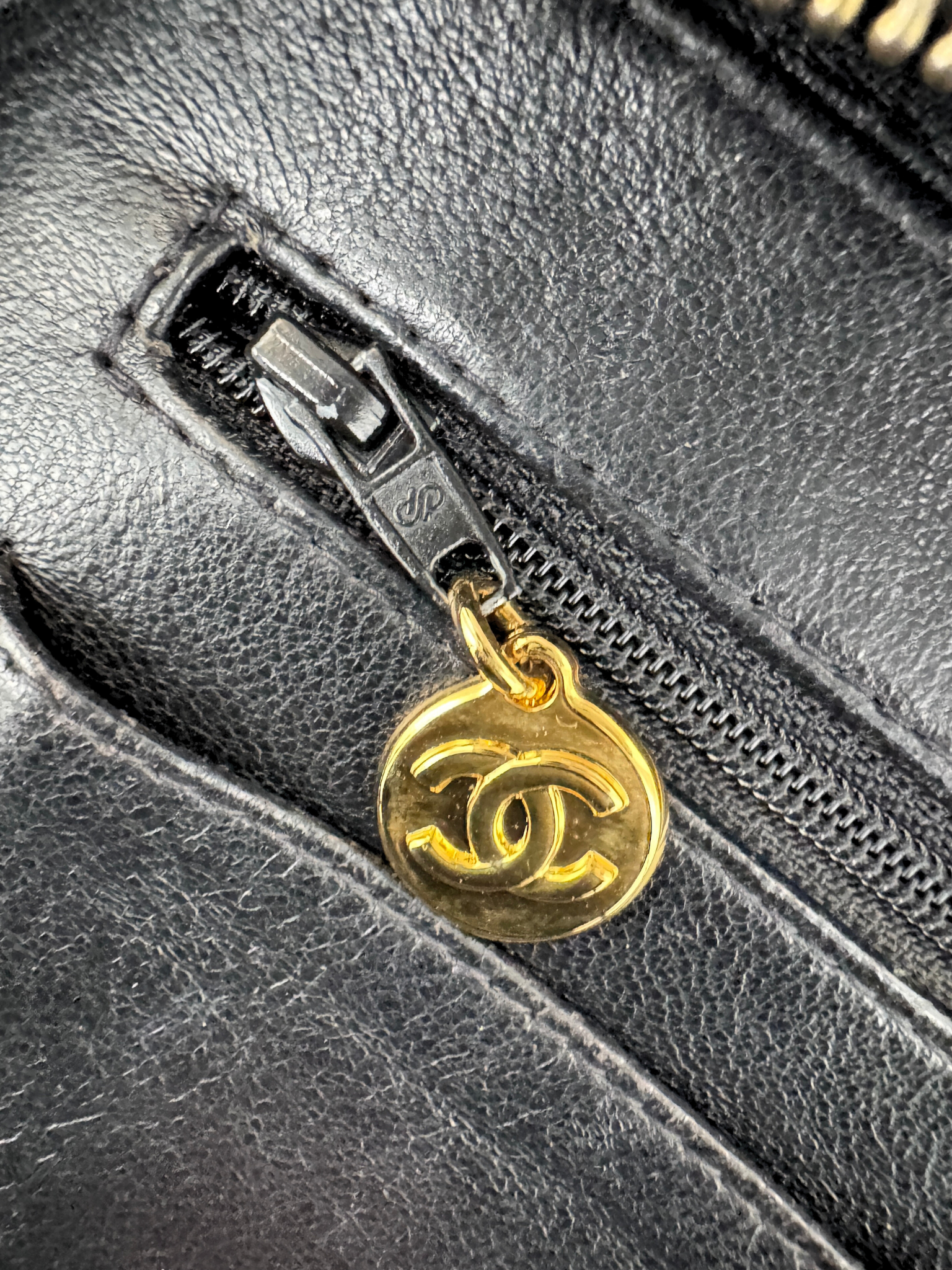 Vintage 1995 Barbie Collection CC Logo Rectangular Vanity Case in Black Patent Leather