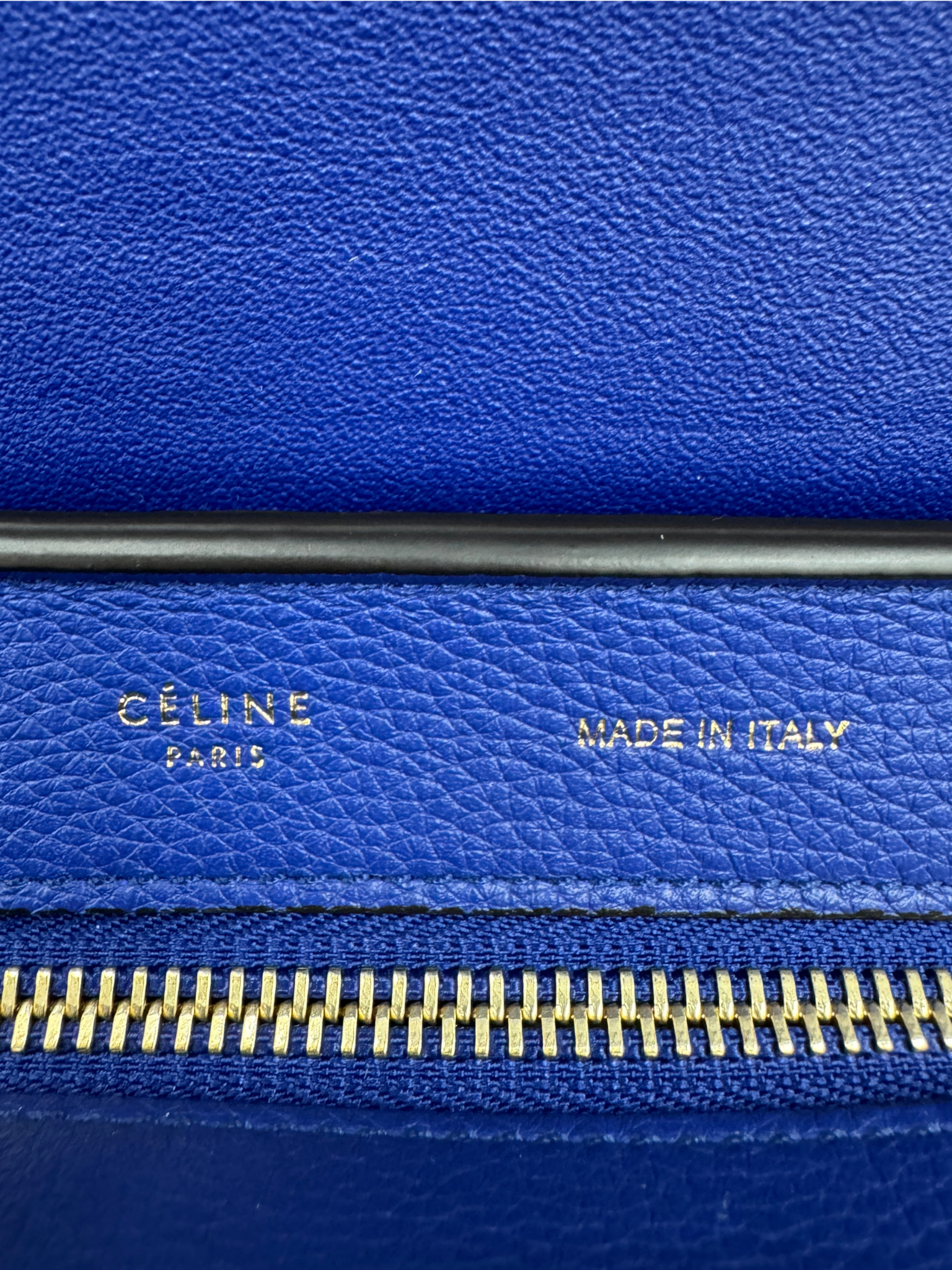 Medium Trapeze Shoulder Bag with Top Handle in Blue Calfskin Leather & Suede