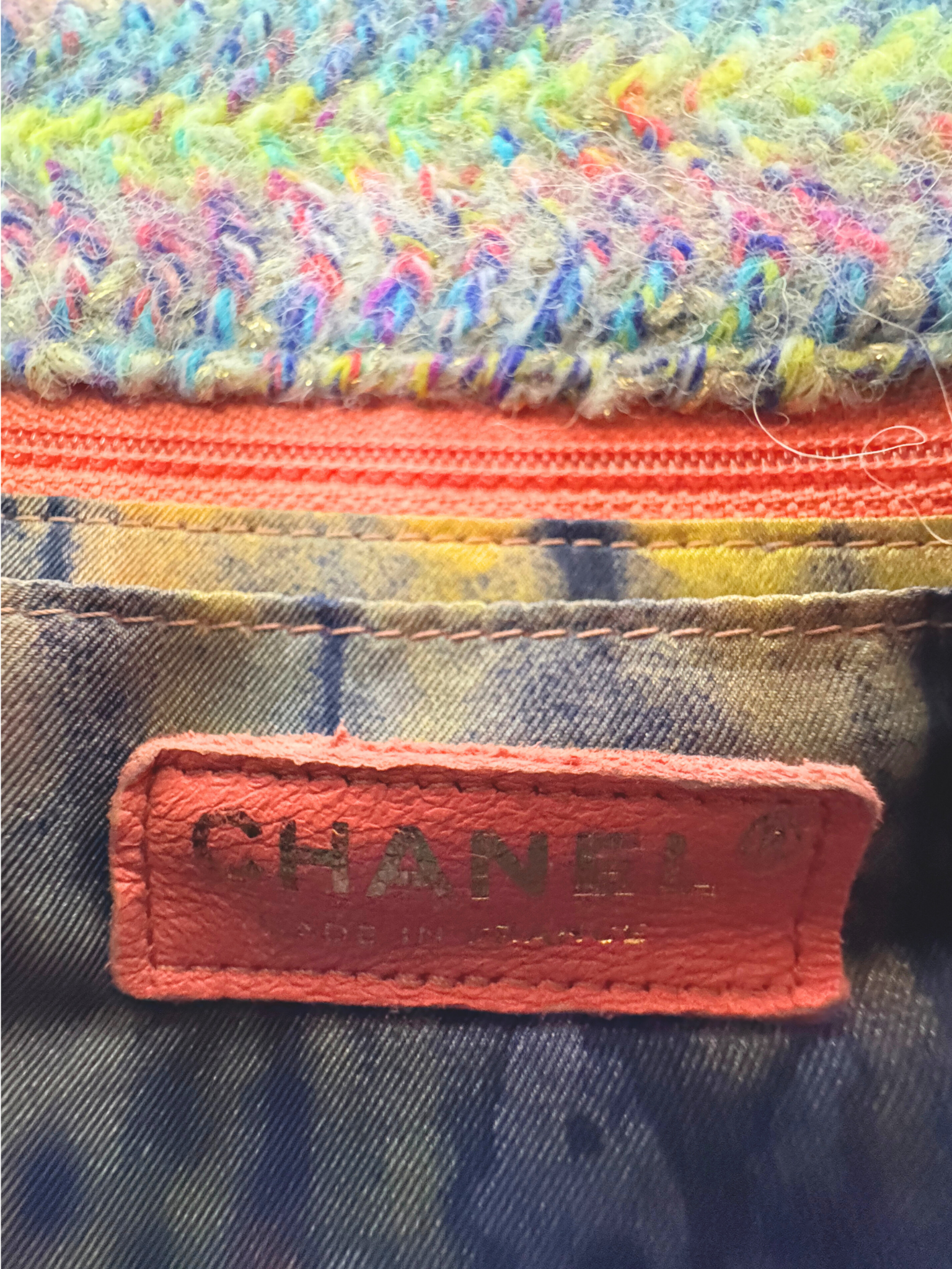 2020 Fantasy Classic Rectangular Mini Single Flap Bag in Rainbow Knit