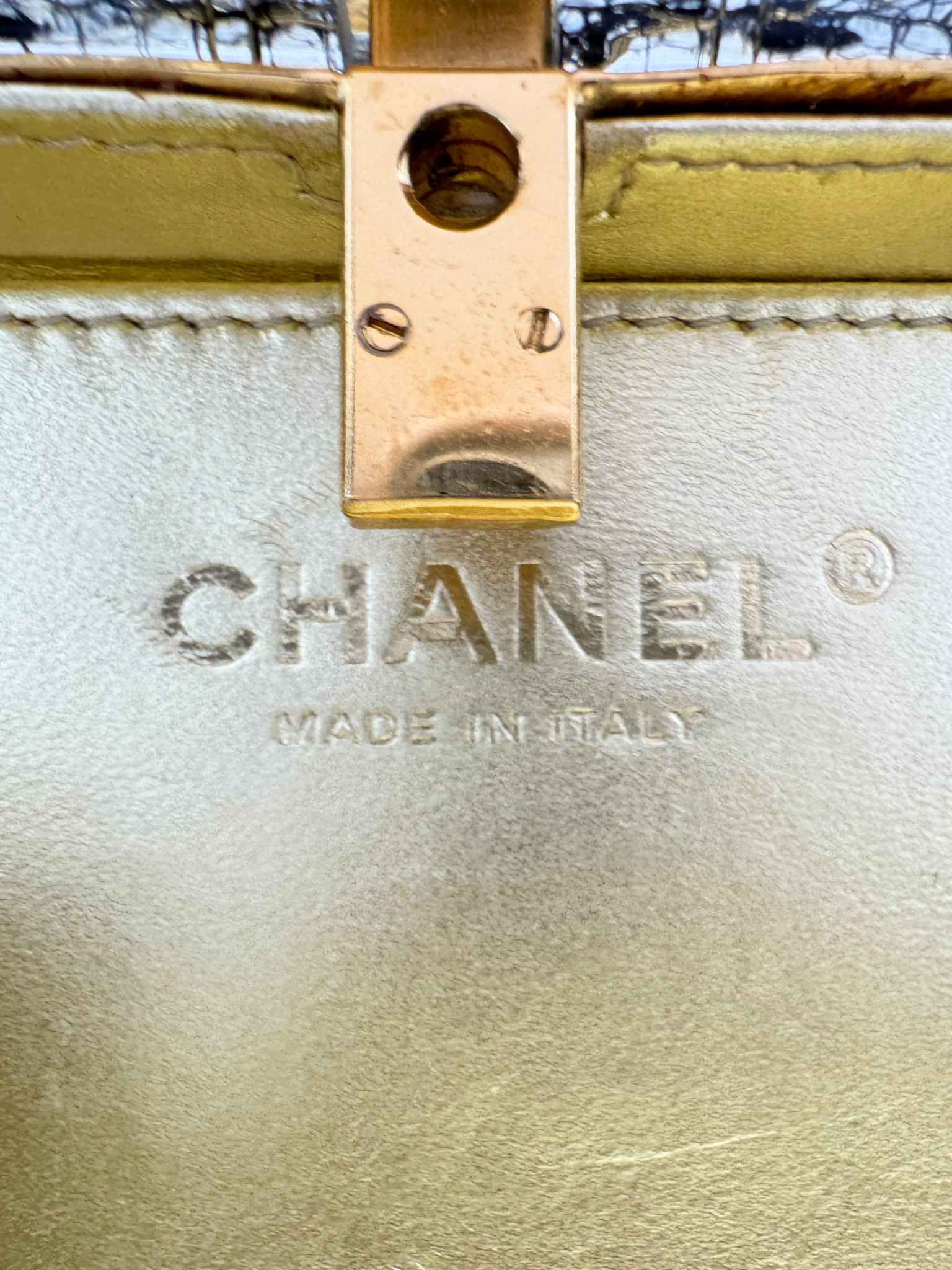 Lace CC Minaudiere in Gold & Black Acrylic Plexiglass