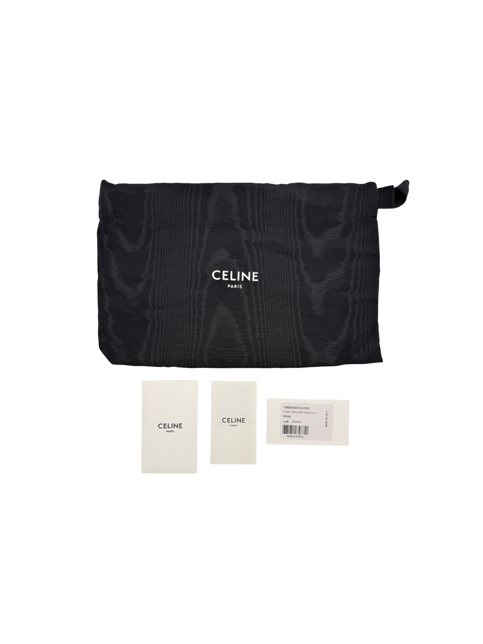 Triomphe Claude Chain Shoulder Bag in White Leather