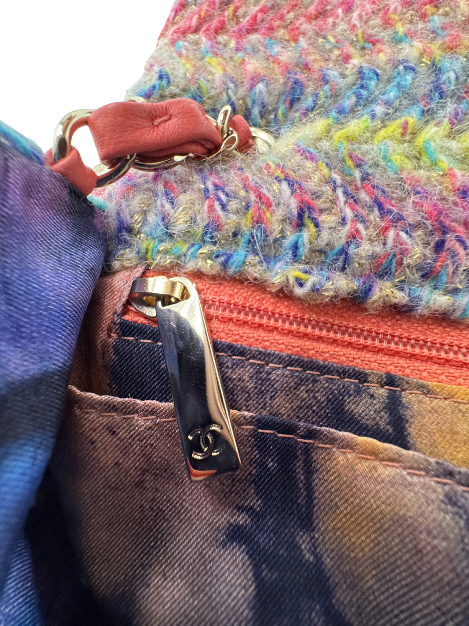 2020 Fantasy Classic Rectangular Mini Single Flap Bag in Rainbow Knit