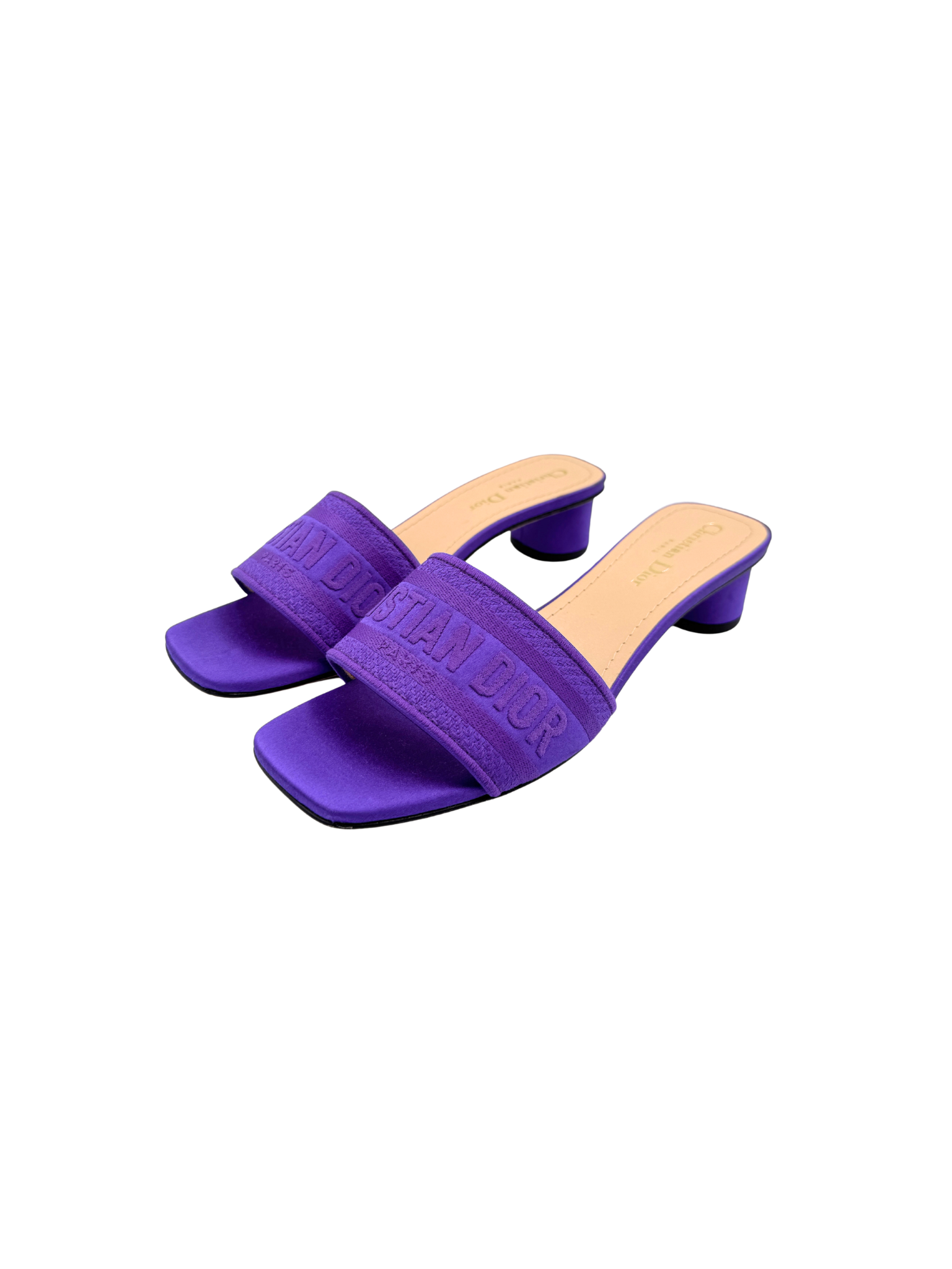 Size 38 Dway Logo Mule Sandals in Purple Satin