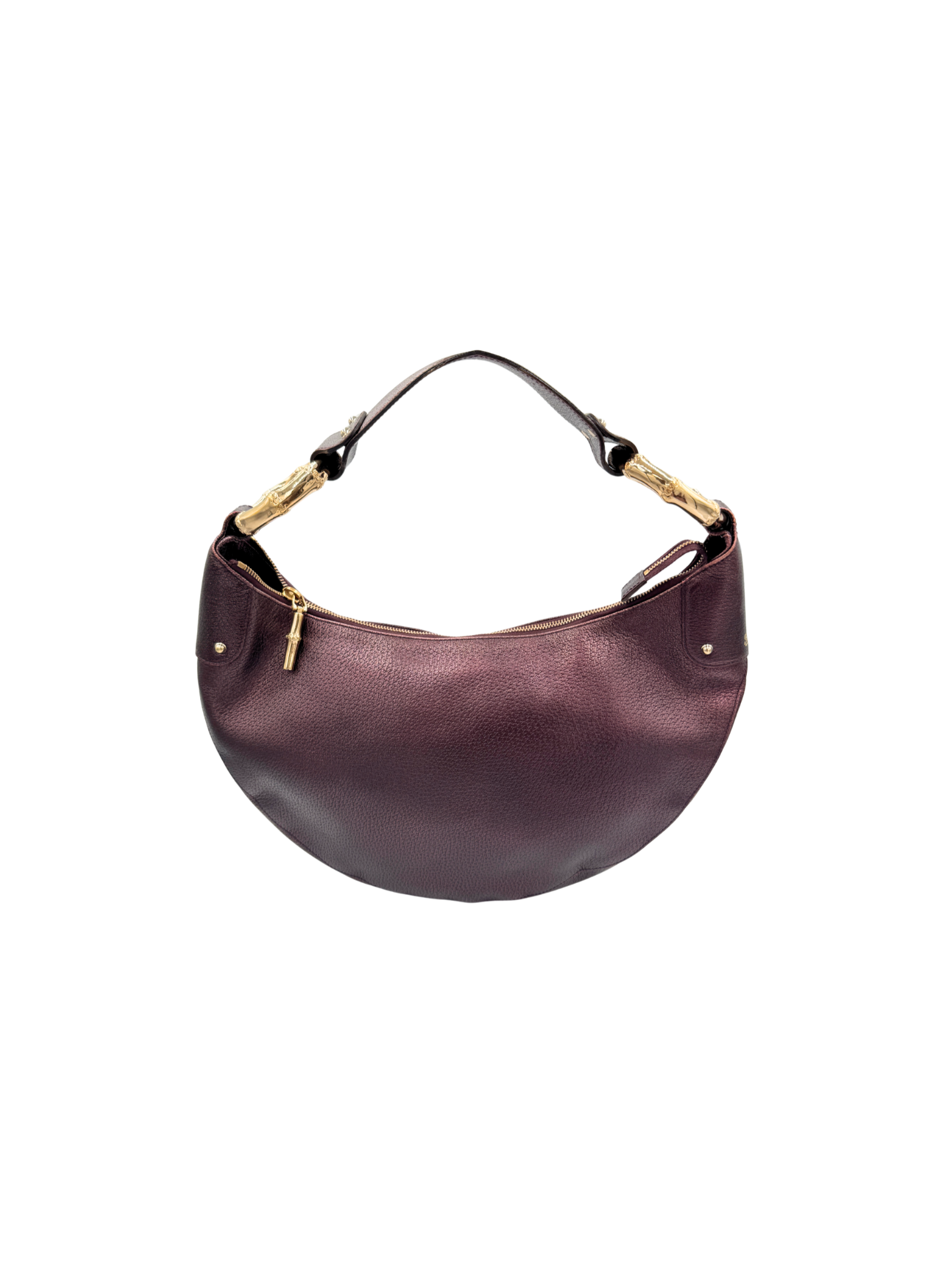 Vintage Tom Ford Era GG Logo Hobo Shoulder Bag in Plum Grained Leather