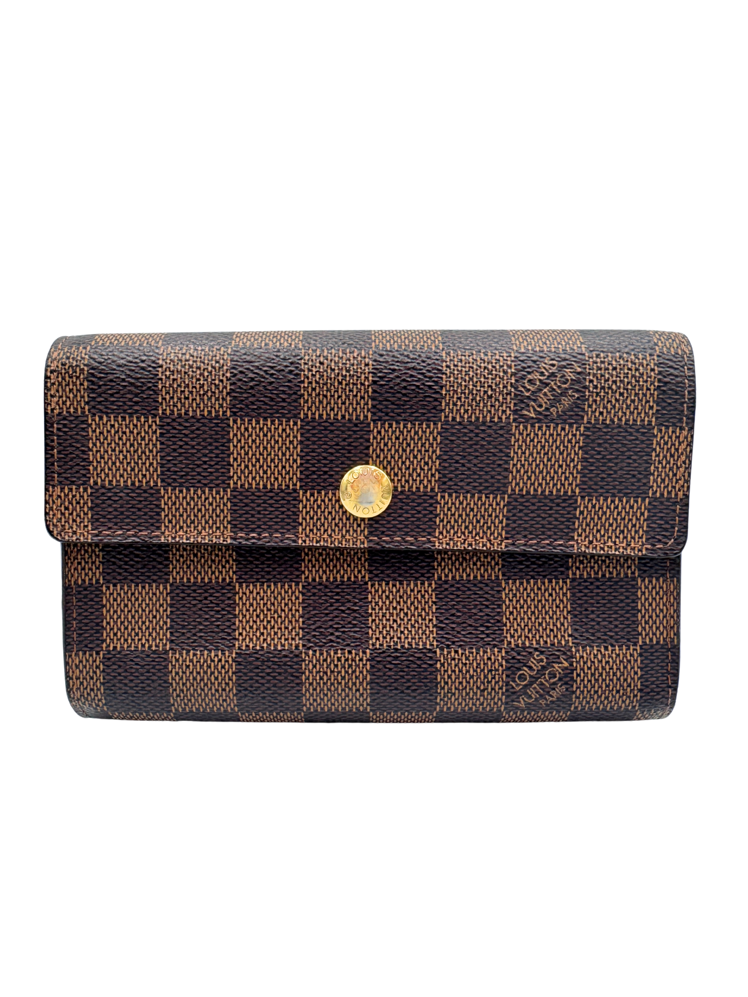 Vintage LV Porte-Tresor Etui Papier Tri-Fold Wallet in Damier Ebene Coated Canvas