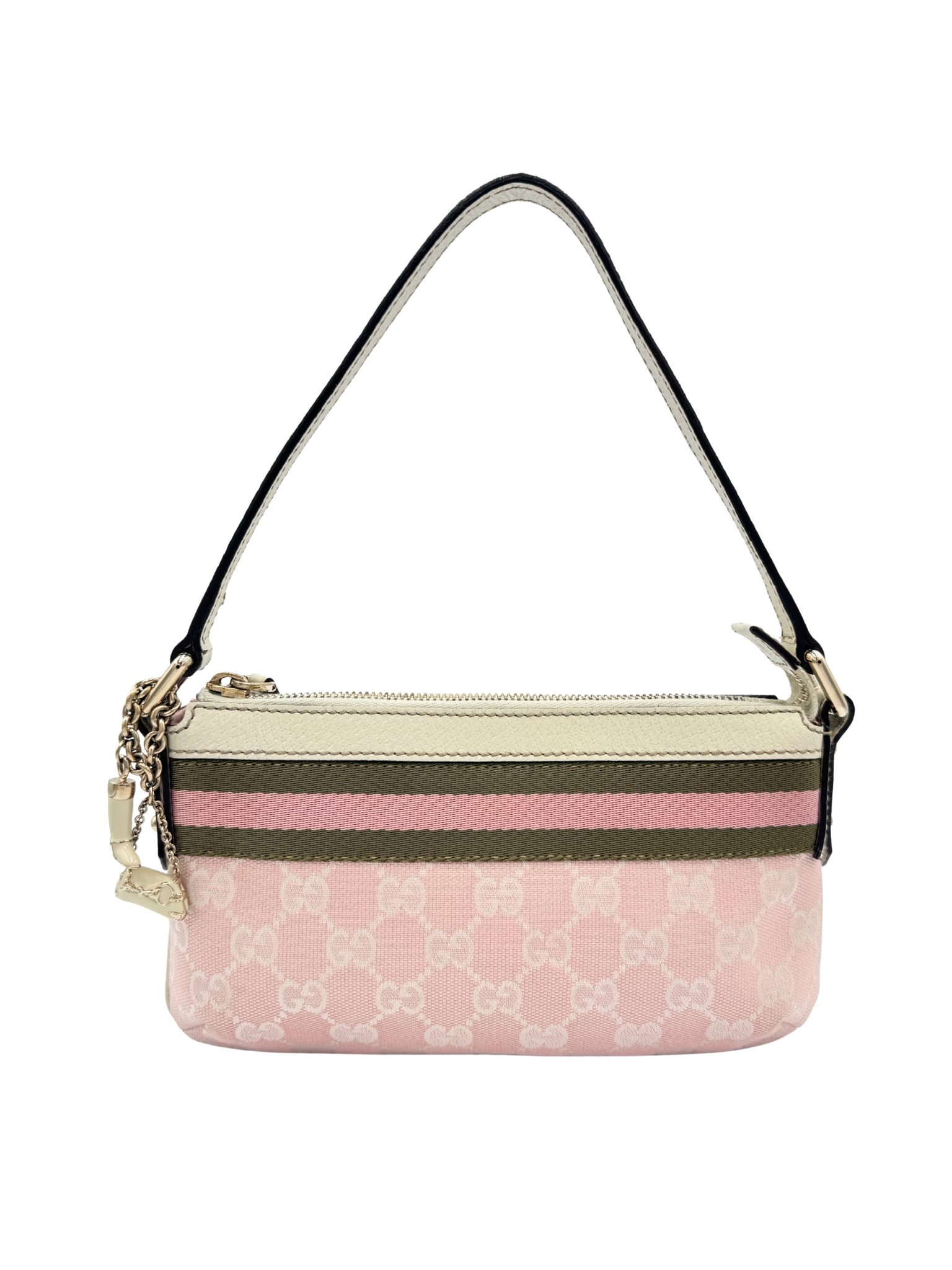 Pochette Shoulder Bag with Charms in Pink Monogram GG Logo Canvas