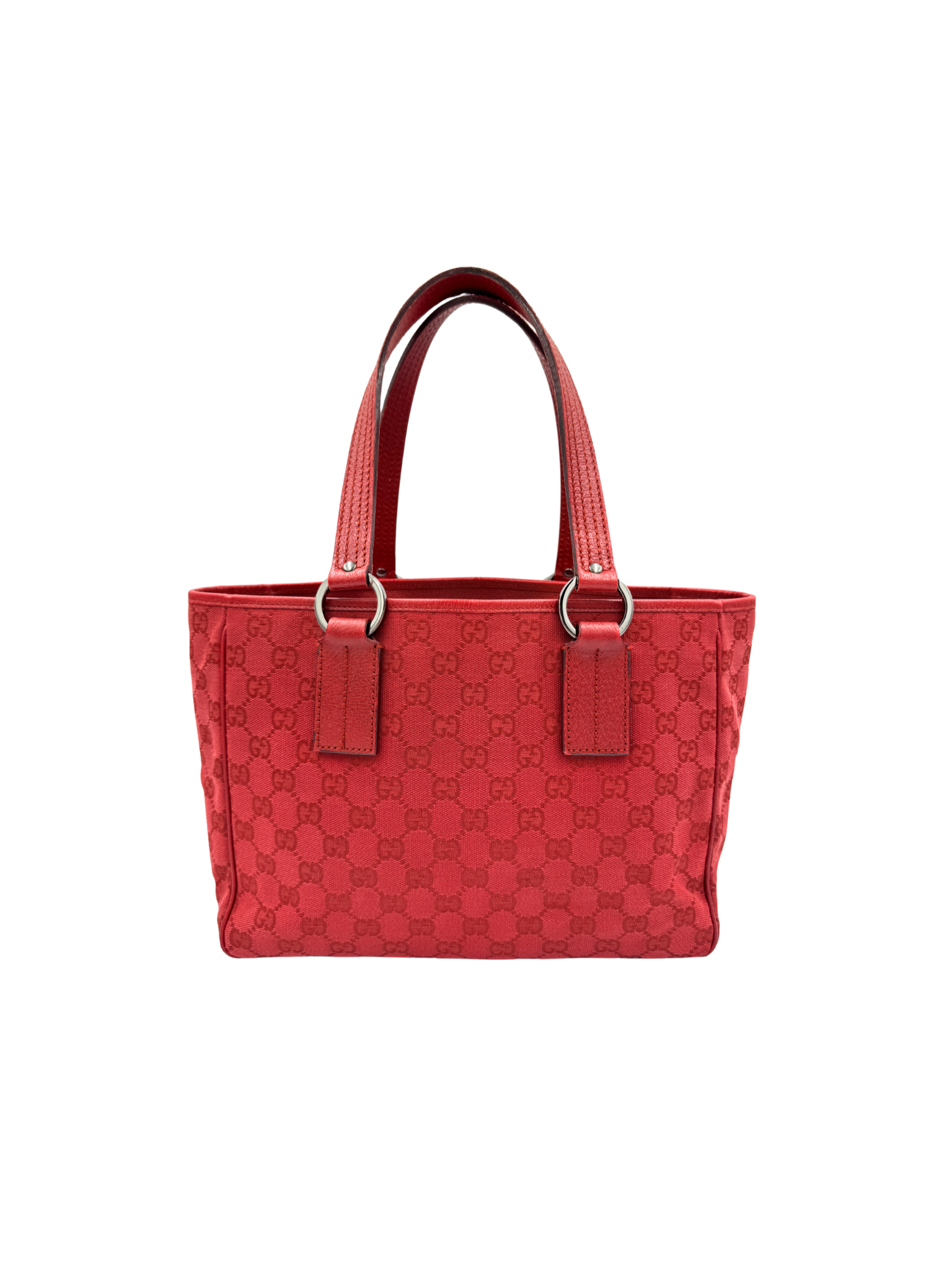 Small East-West Logo Shopping Tote Bag in Red Monogram GG Supreme Canvas