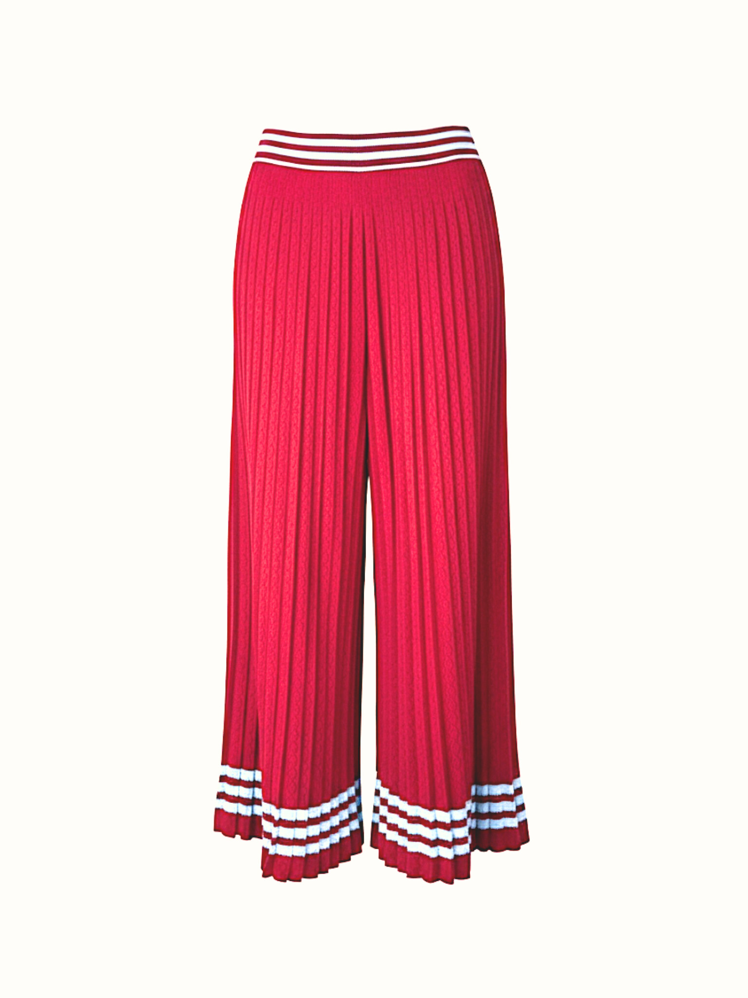 Size L Gucci x Adidas Chevron Pleated Wide Leg Culottes Pants in Red Knit Fabric