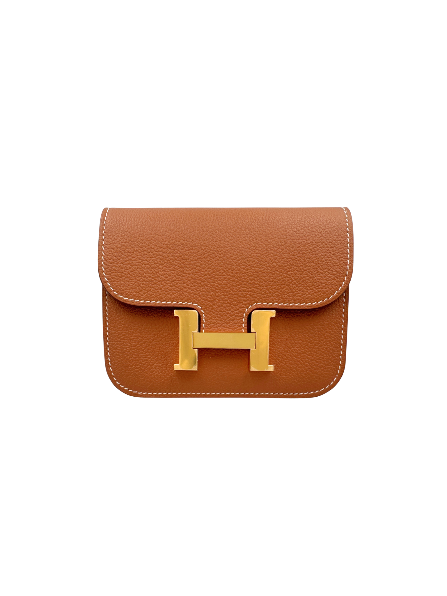 Constance Slim Compact Wallet with Removable Card Holder in Gold Evercolor Leather with Gold Hardware