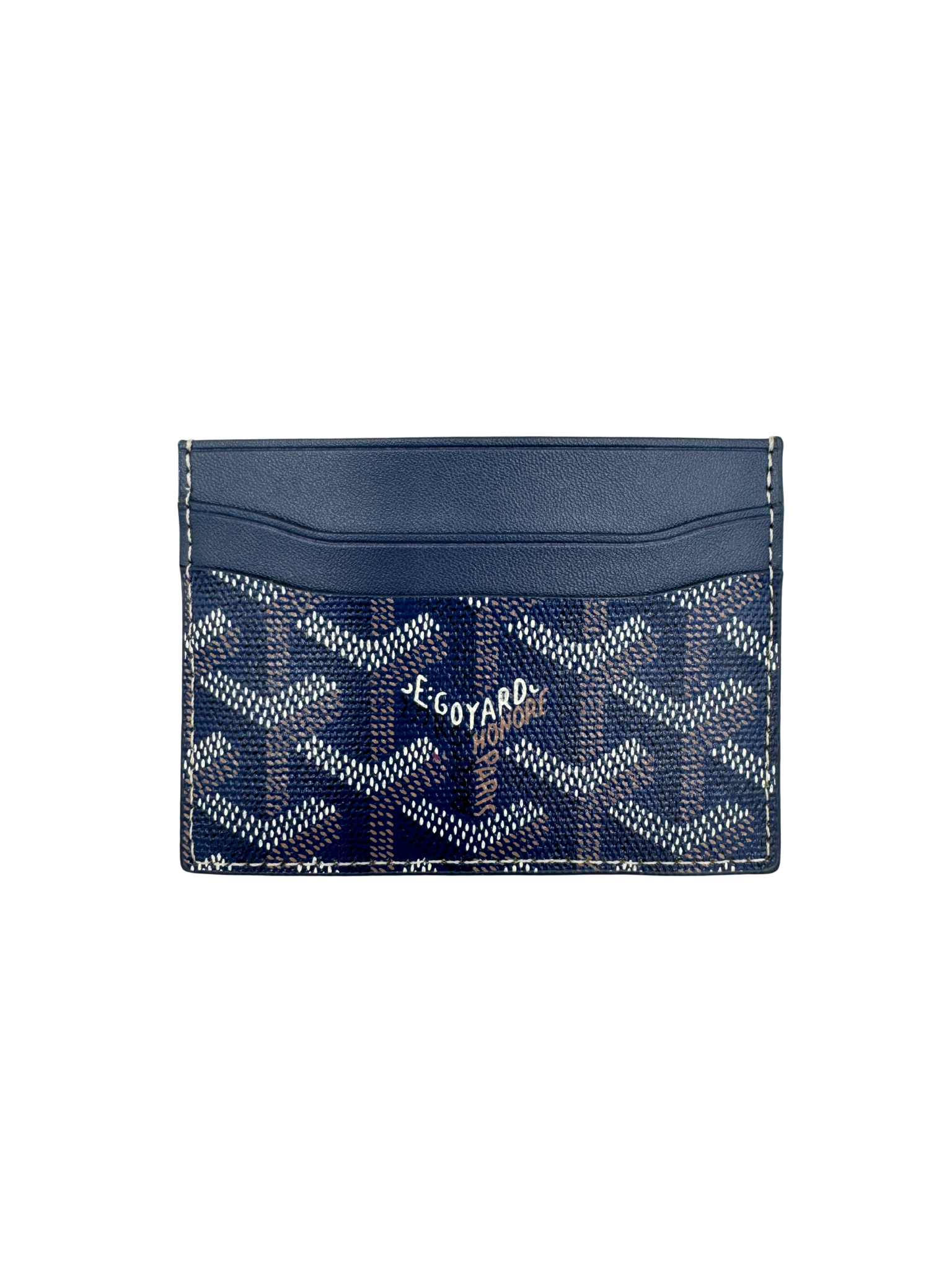 Saint Suplice Card Holder Wallet in Navy Blue Goyardine & Leather