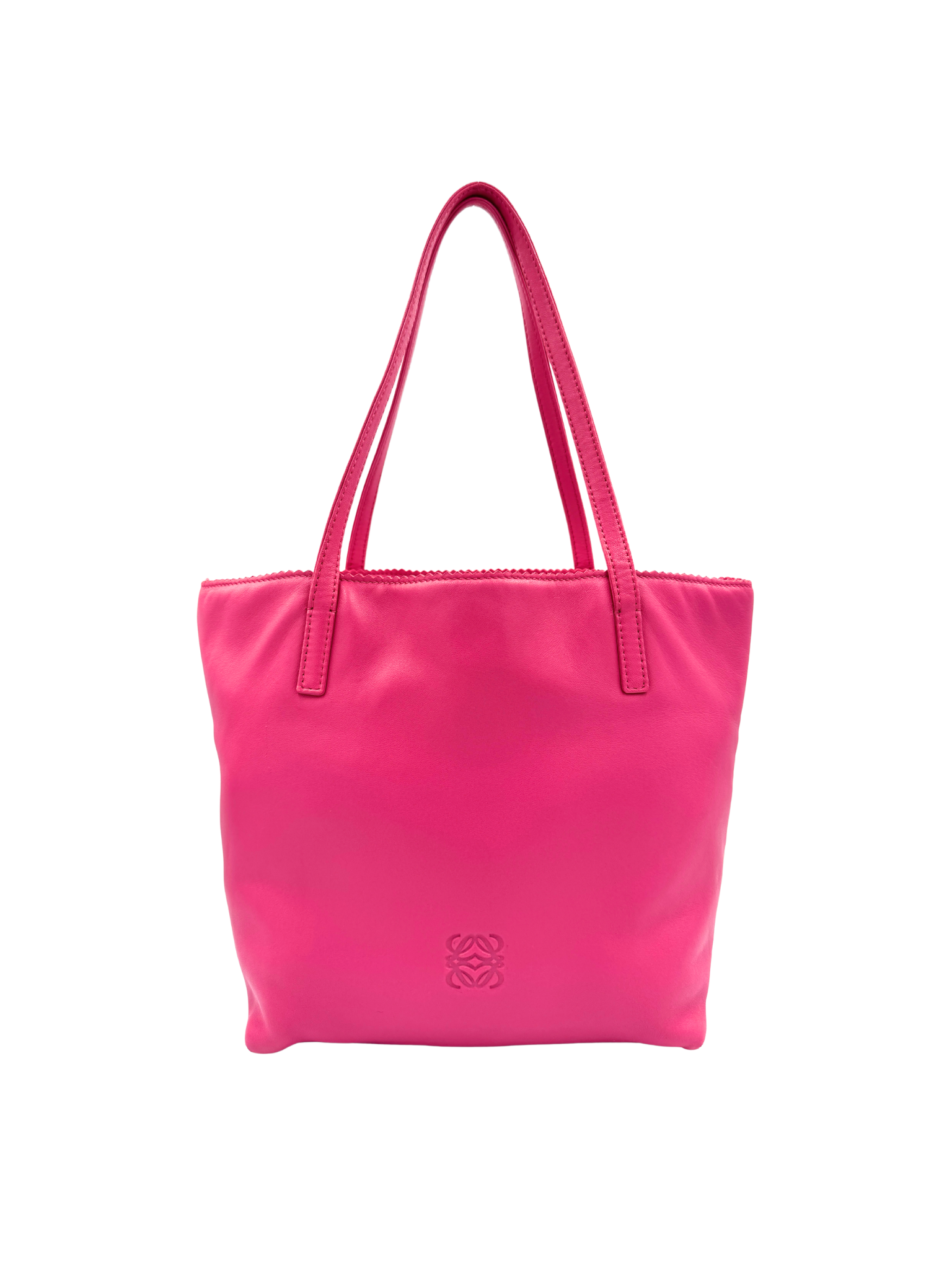 Vintage Anagram Logo Small East-West Shopping Tote Bag in Hot Pink Nappa Calfskin Leather