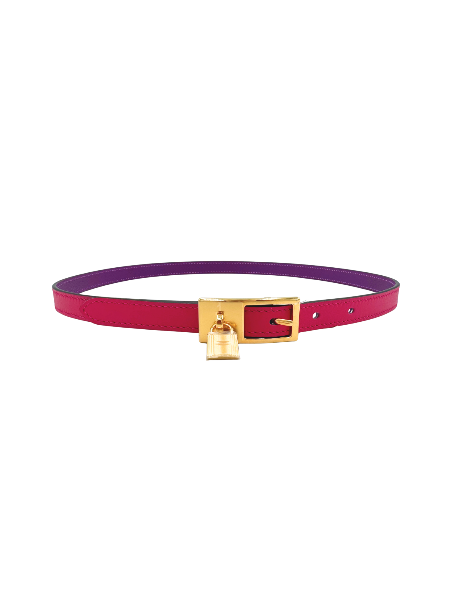 Size 75 Reversible Women's Lucky Belt 15 in Rose Mexico Swift Leather & Anemone Epsom Leather