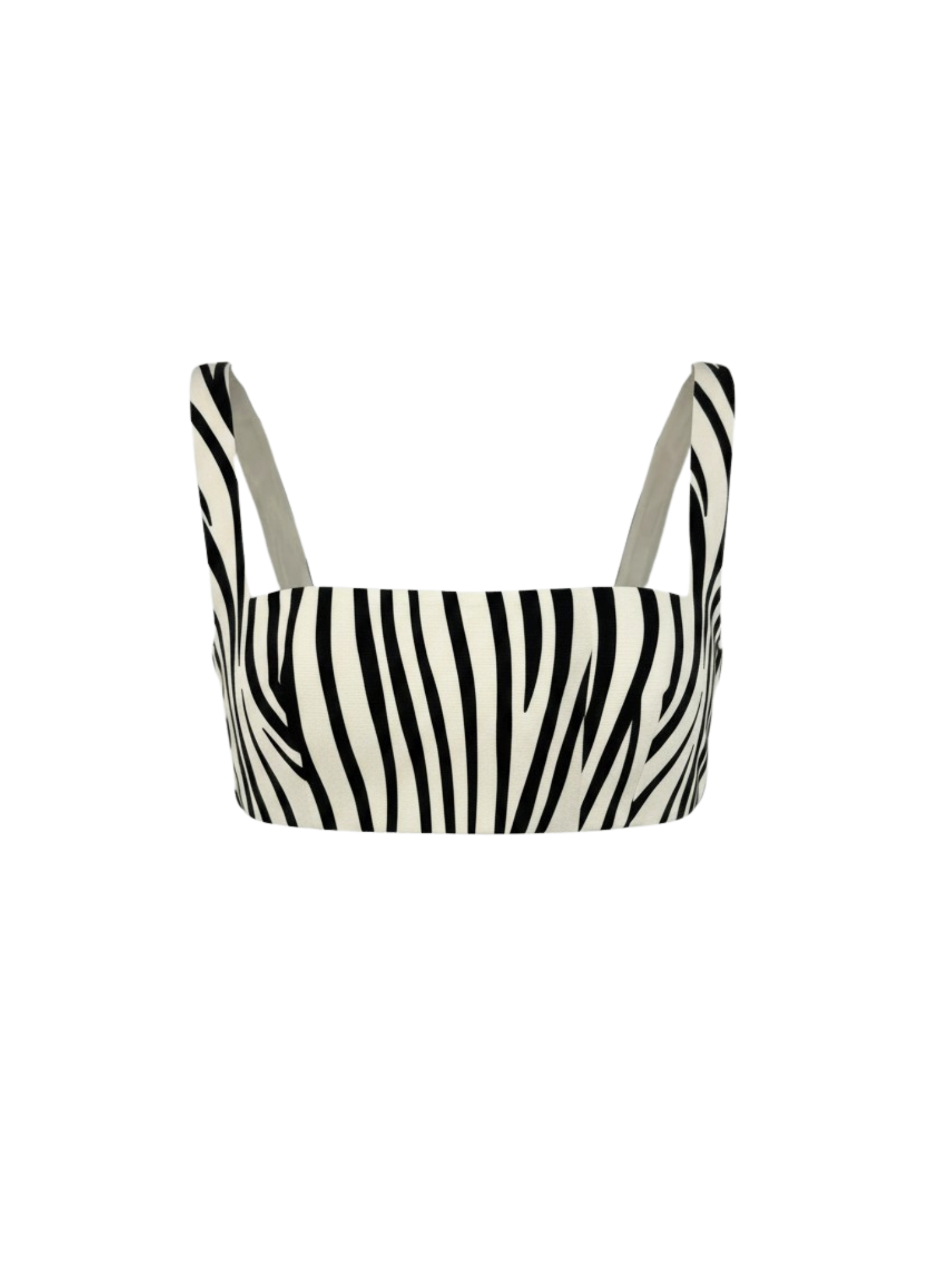Size S / IT 40 Zebra Print Cropped Top in Black and White Silk Blend
