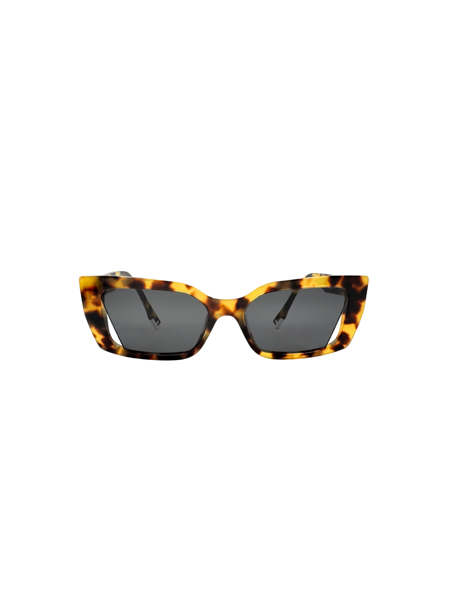 Cat-Eye Sunglasses with Cutouts in Brown Tortoise Acetate