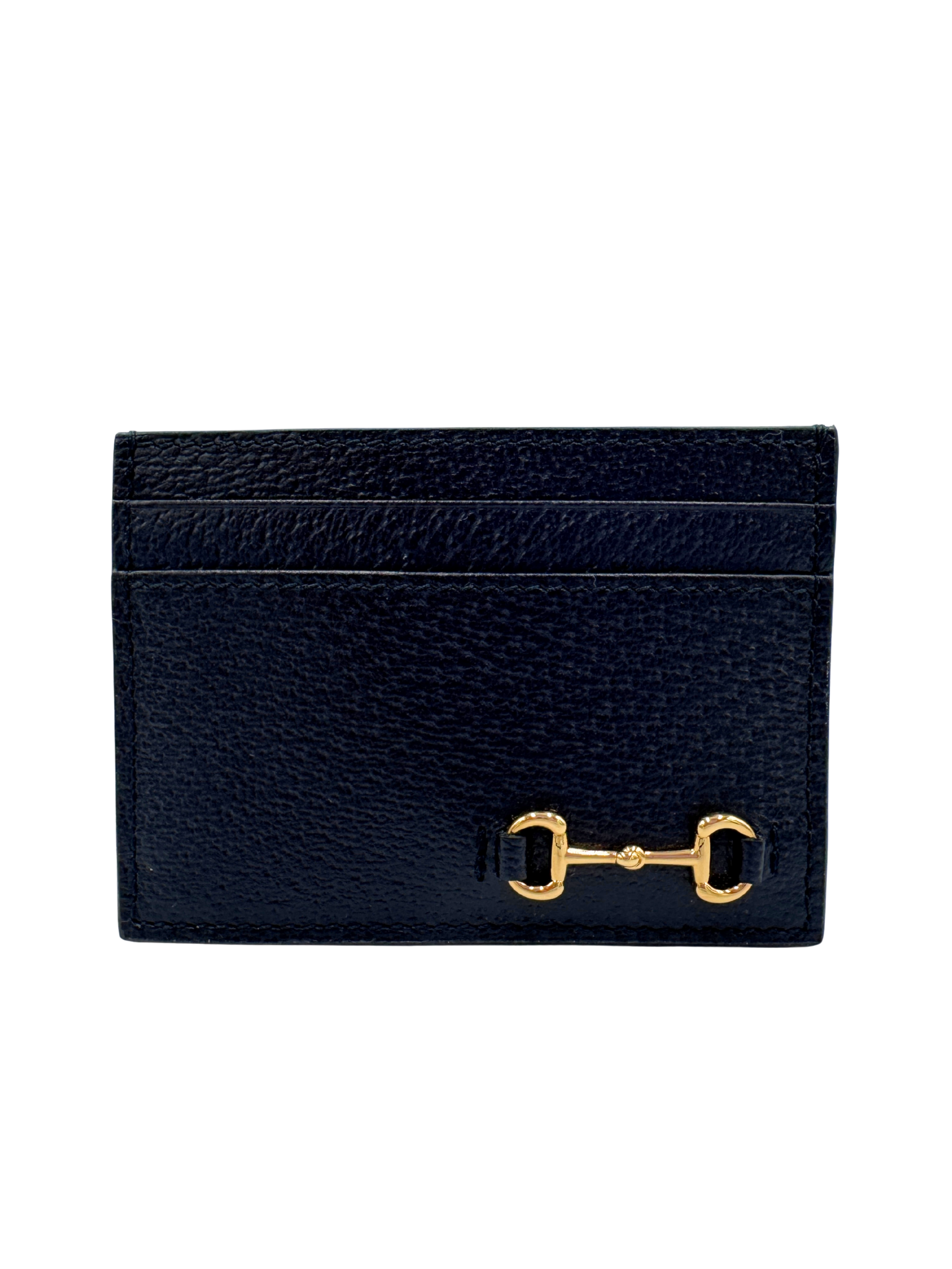 Classic Horsebit Card Holder Wallet in Black Leather