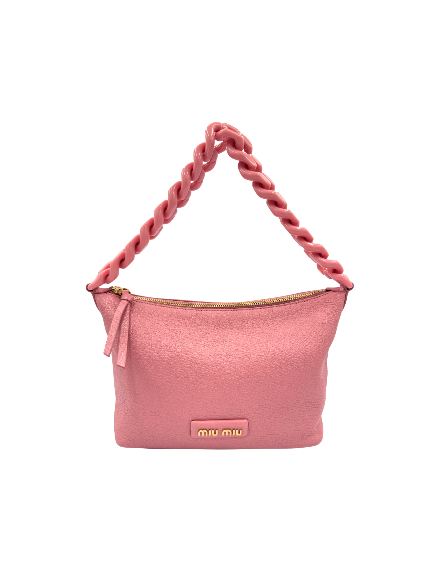 Spirit Shoulder Bag with Chainlink Strap in Pink Calfskin Leather