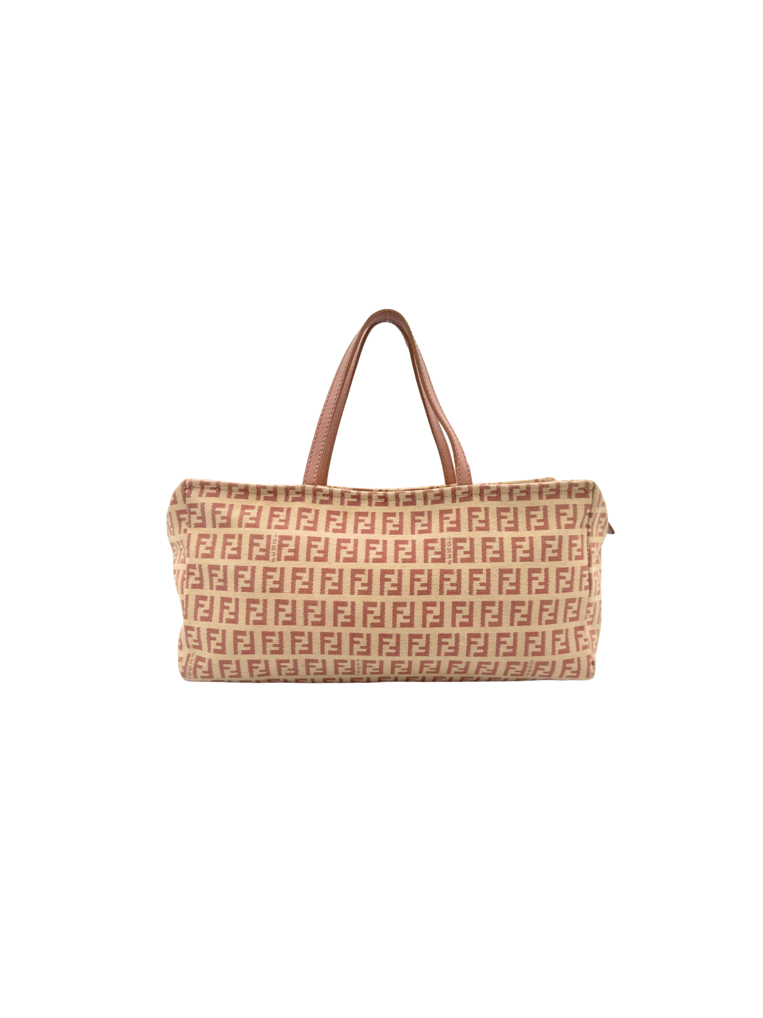 Fendi FF Monogram East-West Bauletto Bag in Pink and Ivory Canvas