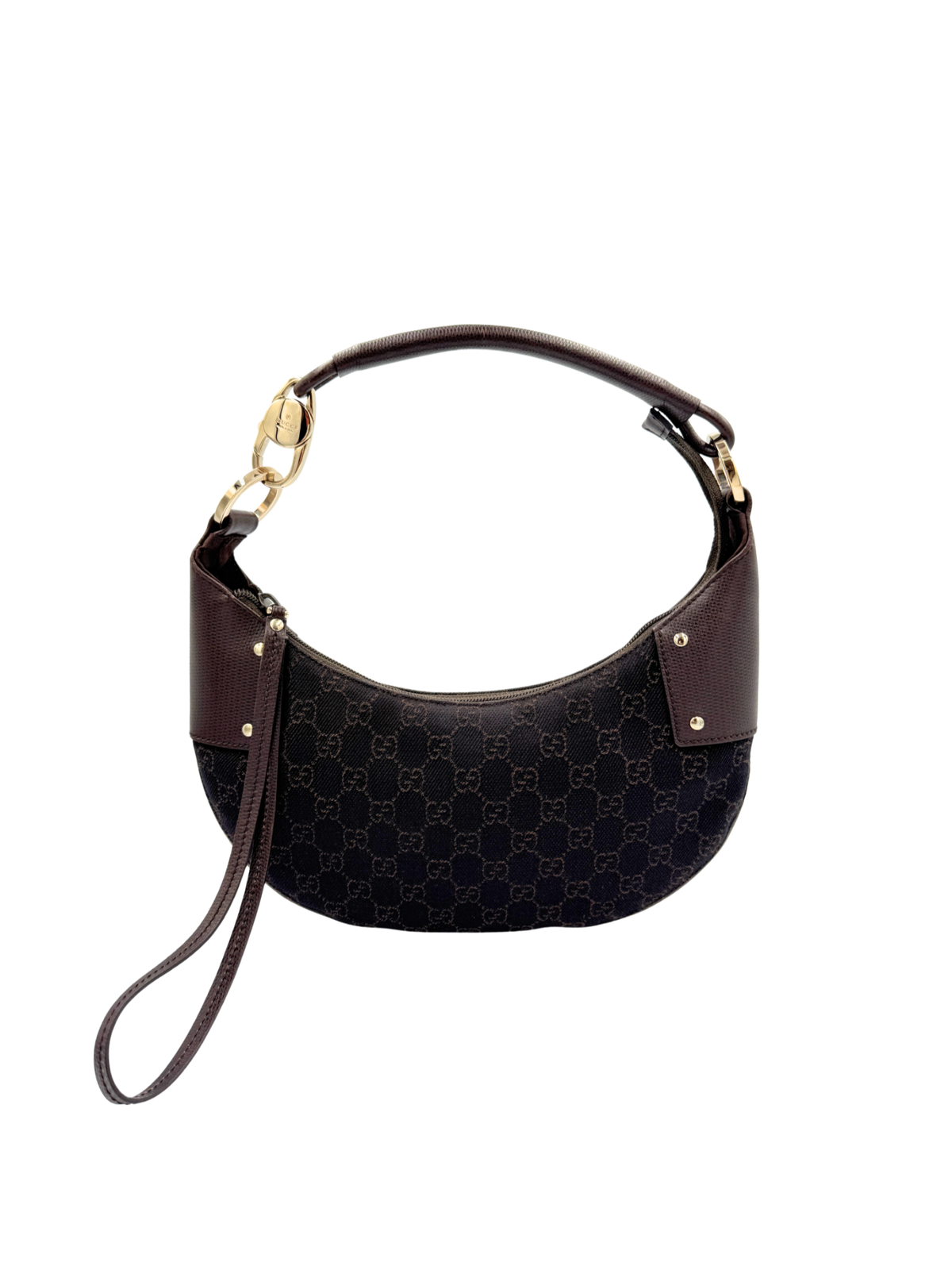 Vintage Tom Ford Era GG Logo Hobo Shoulder Bag in Brown Monogram GG Supreme Canvas