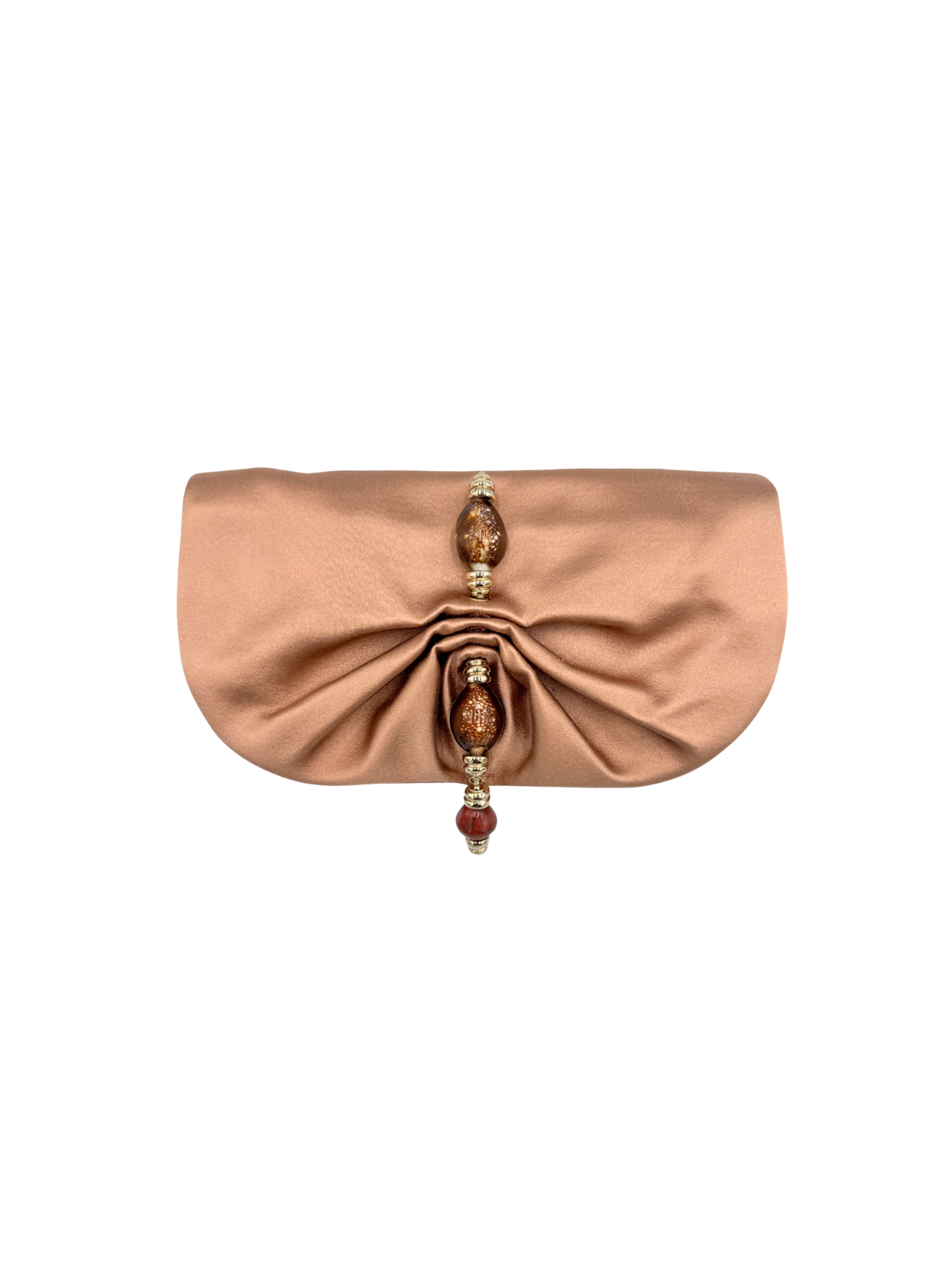 Vintage Embellished Evening Clutch in Blush Nude Satin