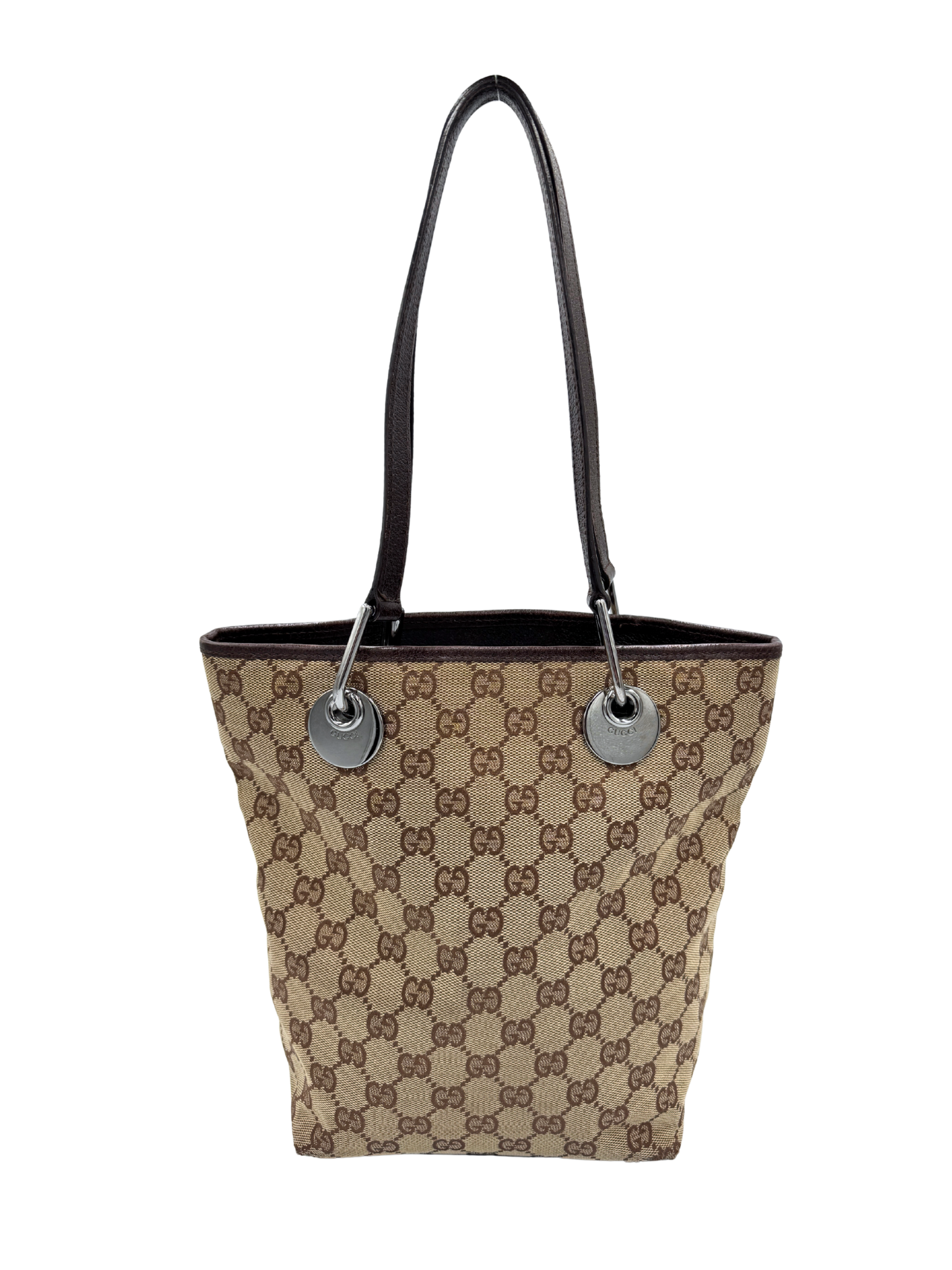 GG Small Eclipse Tote Bag in Brown & Tan GG Supreme Canvas