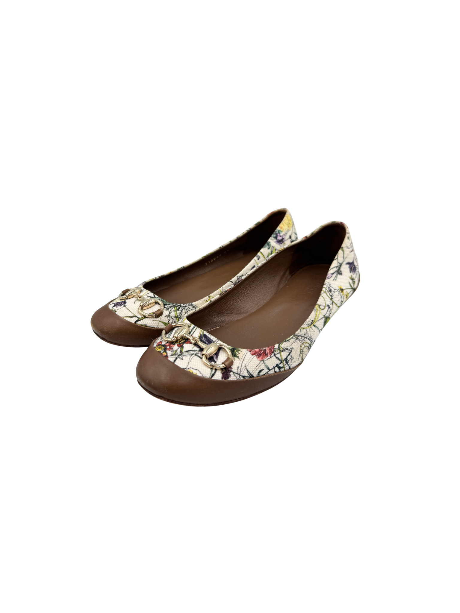 Size 39 Wildflower Horsebit Ballet Flats in Ivory Multicolor Canvas