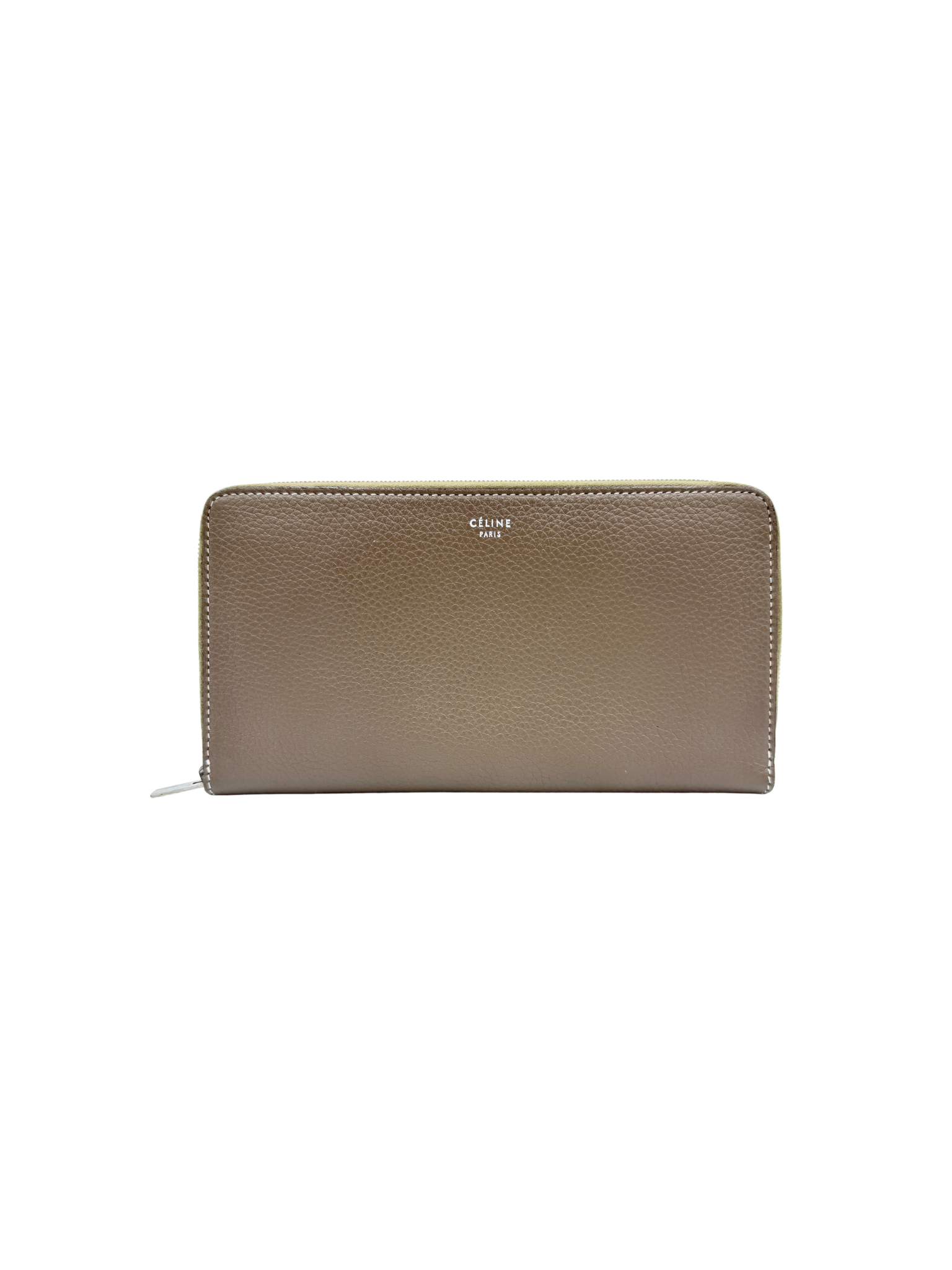 Long Continental Zip Around Wallet in Taupe Leather