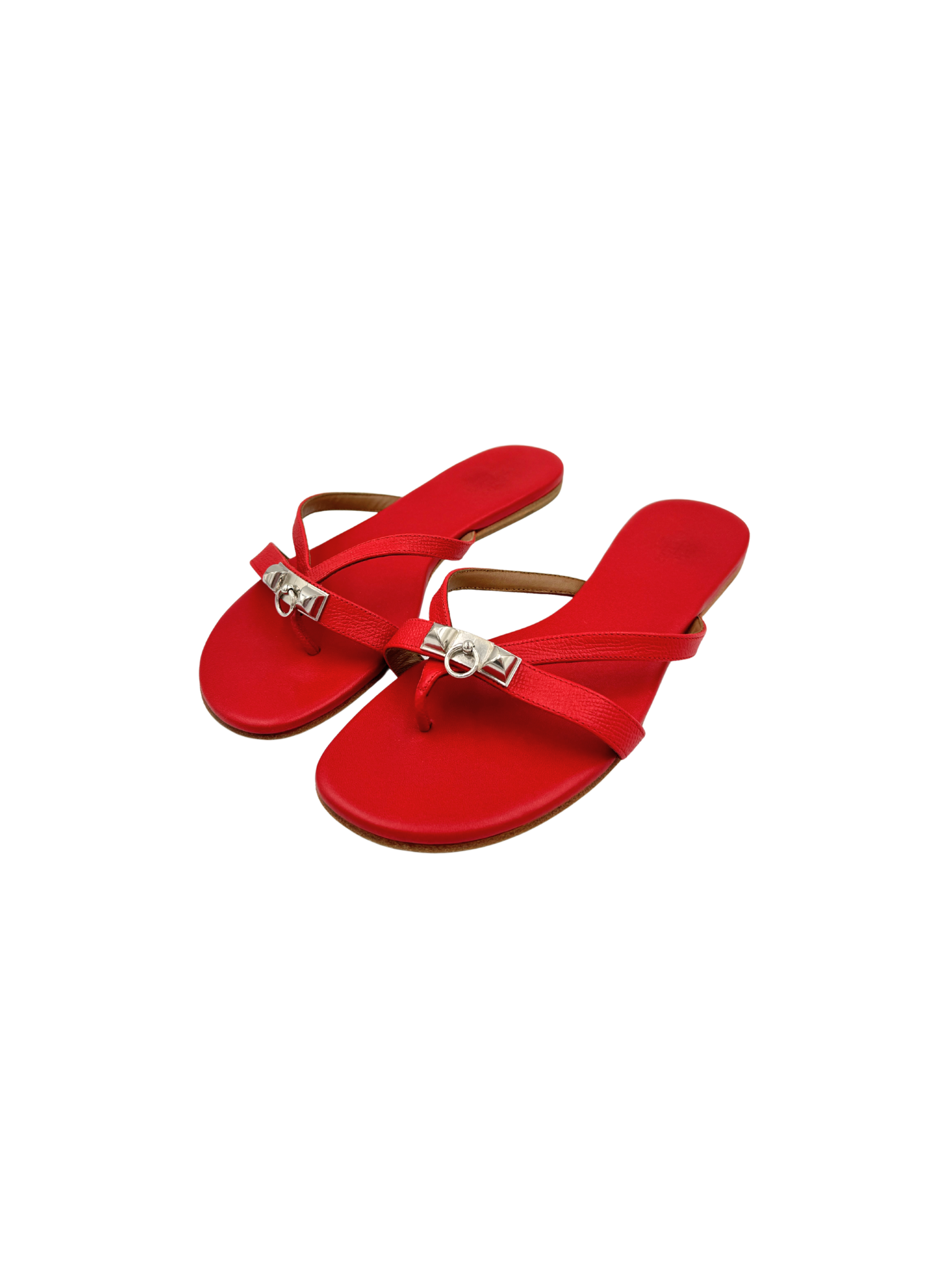 Size 37 Corfou Rivale Flat Thong Sandals in Red Leather