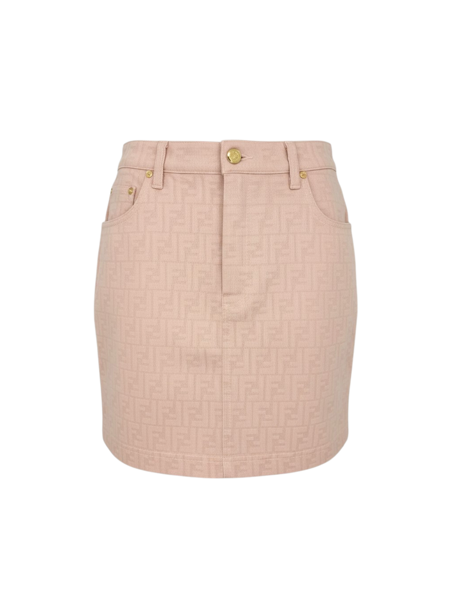Size M / IT 44 FF Zucca Logo Mini Skirt in Pink Denim