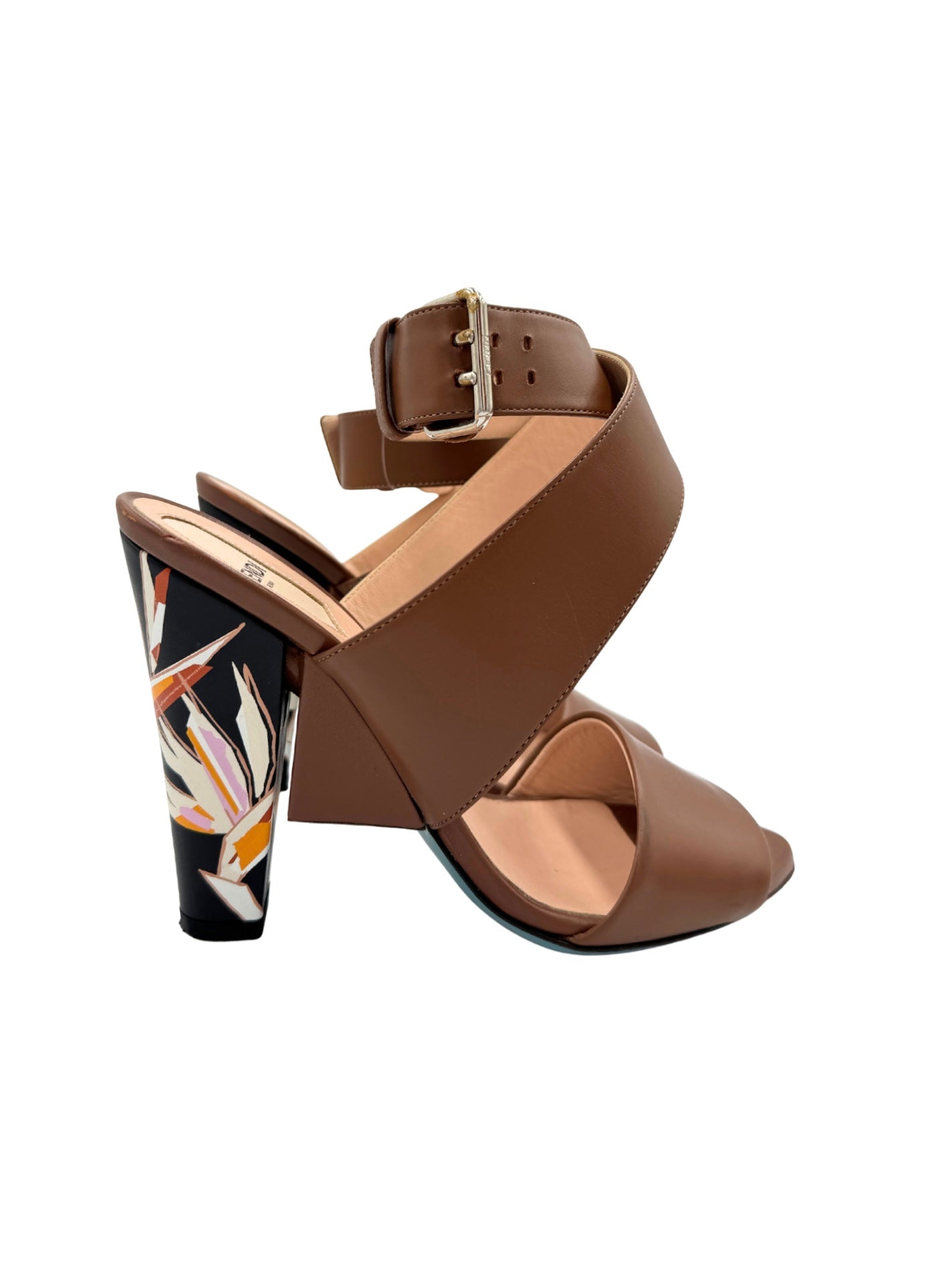 Size 37 Bird of Paradise Crossover Strap Mule Sandals in Smooth Brown Leather