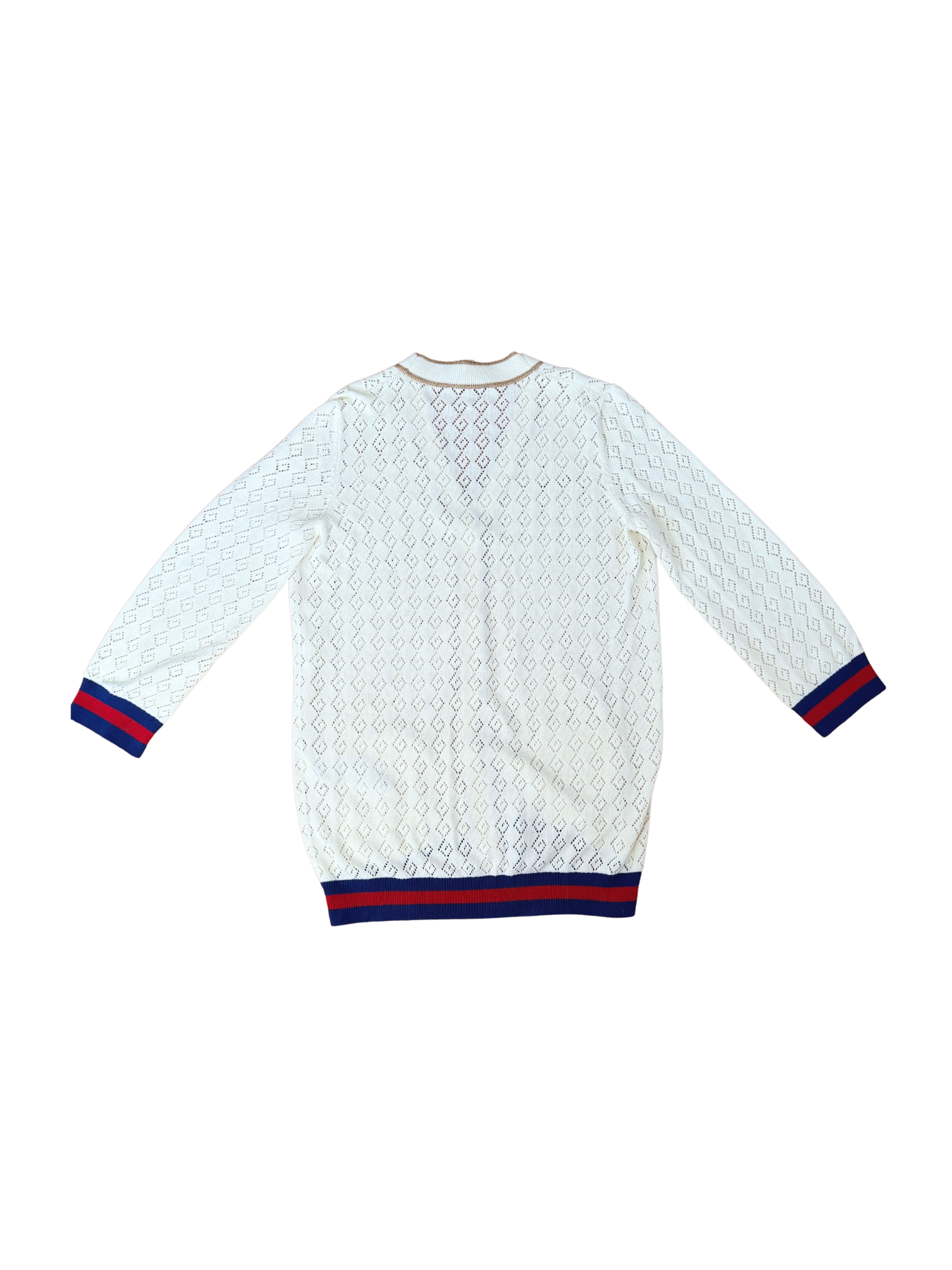 Size XXL GG Monogram Cardigan with GG Embellished Buttons in Ivory Knit with Gucci Web Trim