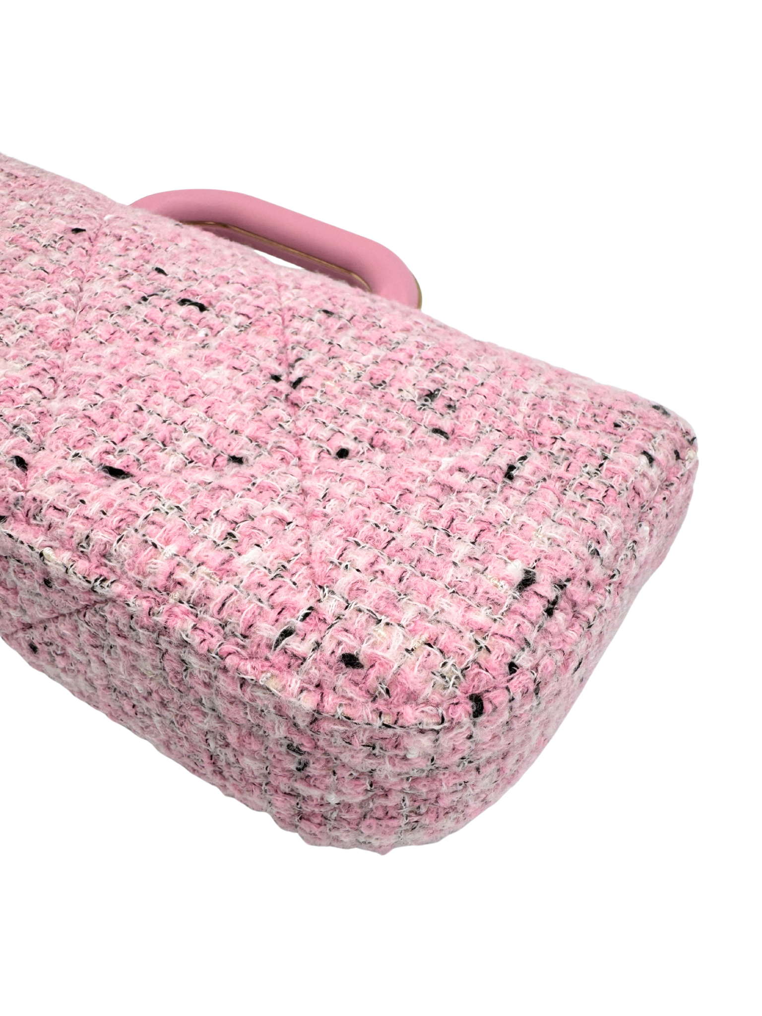 East-West Classic Flap Clutch Shoulder Bag in Pink Tweed (Cruise 2025/2026 Collection)