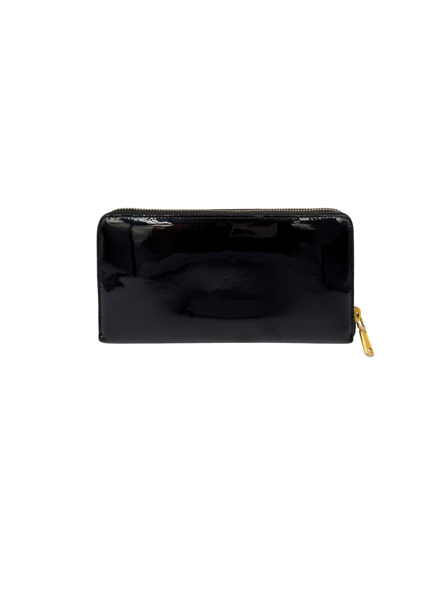 YSL Logo Continental Ziparound Wallet in Black Patent Leather