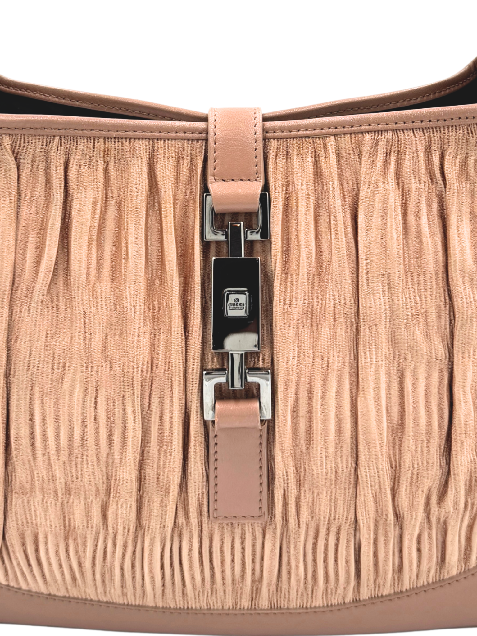 Vintage 1999 Tom Ford Era Ruched Jackie Shoulder Bag in Blush Pink Silk