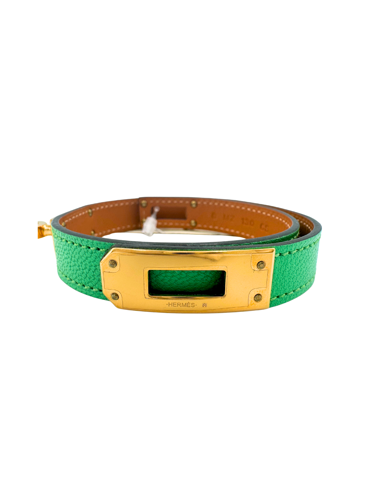 Size T2 Kelly Double Tour Bracelet in Vert Comics Chevre Chamkila Goatskin Leather