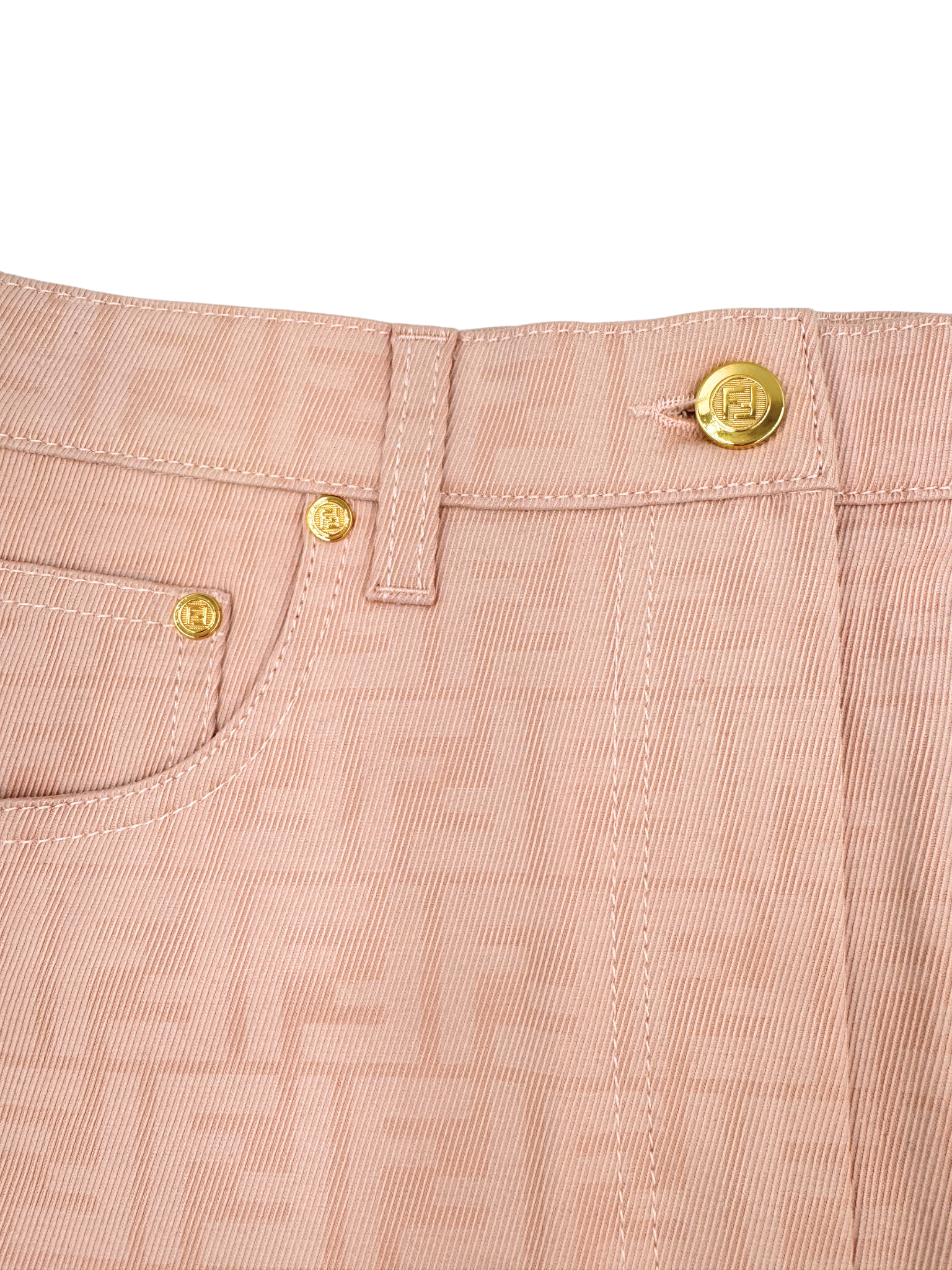Size M / IT 44 FF Zucca Logo Mini Skirt in Pink Denim