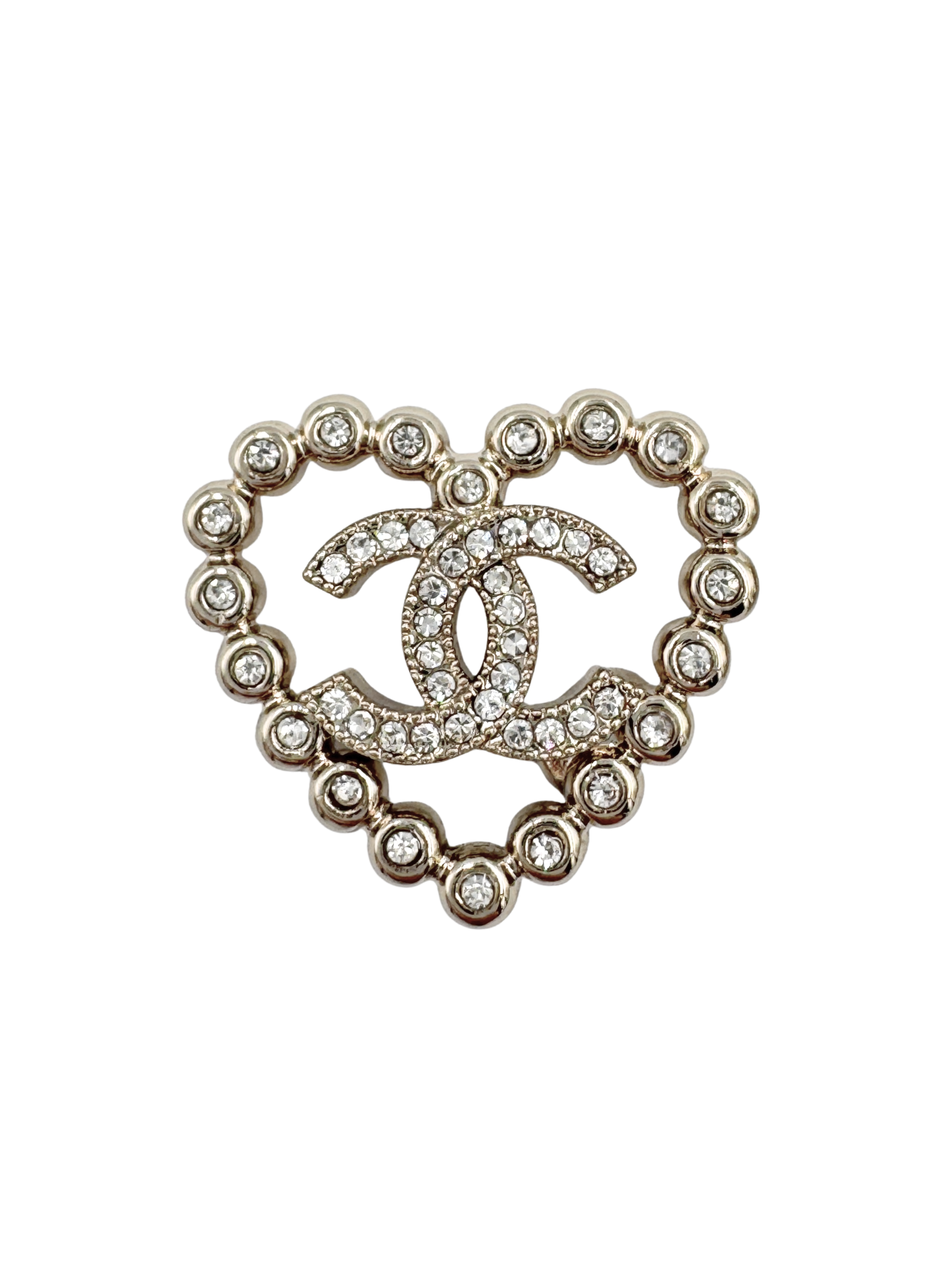 Chanel 2020 Crystal CC Heart Earrings in Silver Hardware