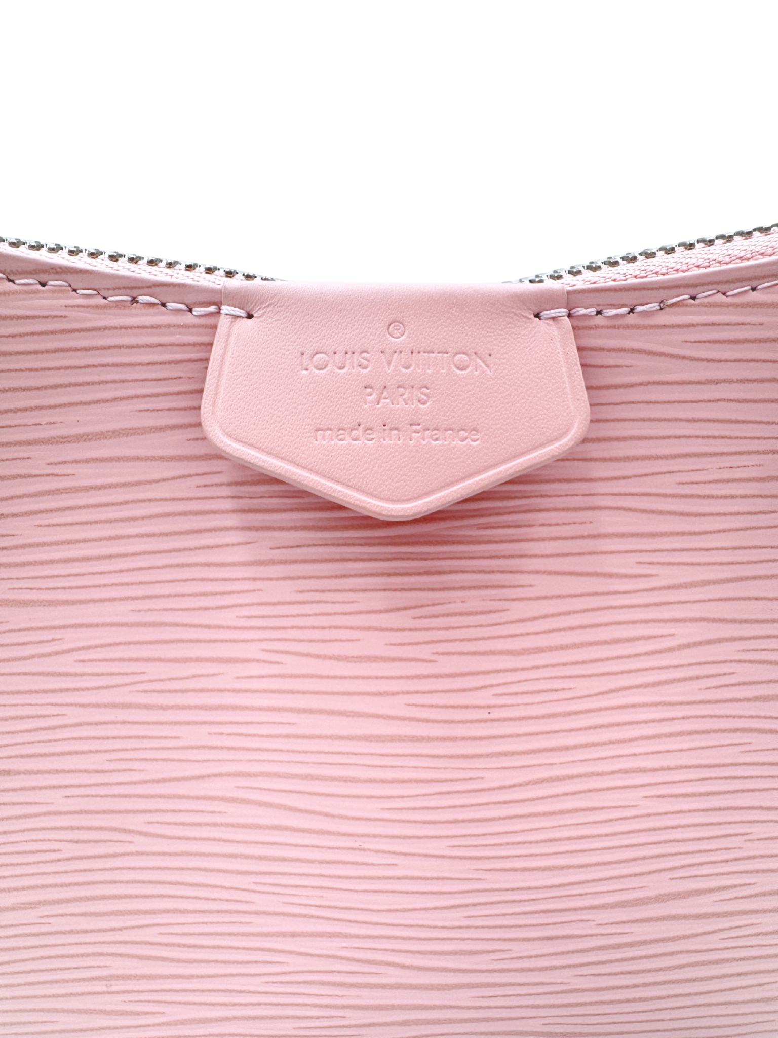 Easy Pouch on Strap Shoulder Bag with Chain in Rose Ballerine Pink Epi Leather