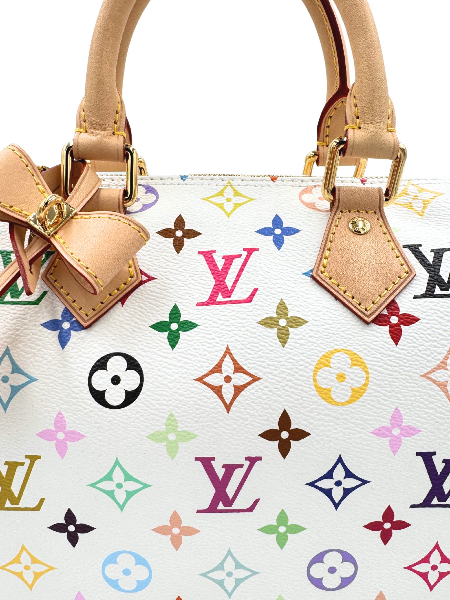 Louis Vuitton 2025 Limited Edition LV x Takashi Murakami Multicolore Speedy Bandoulière 25 in White Multicolor Coated Canvas