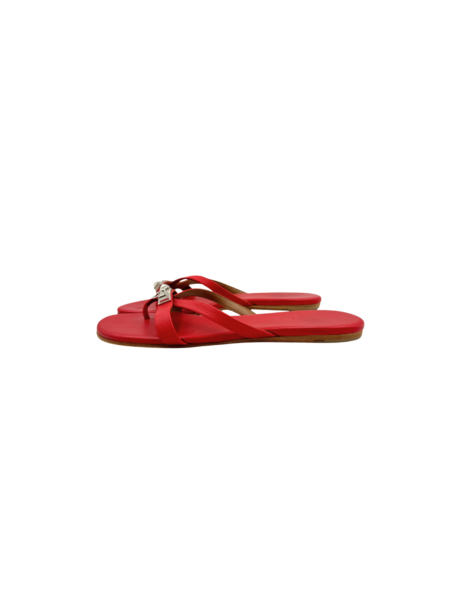 Size 37 Corfou Rivale Flat Thong Sandals in Red Leather