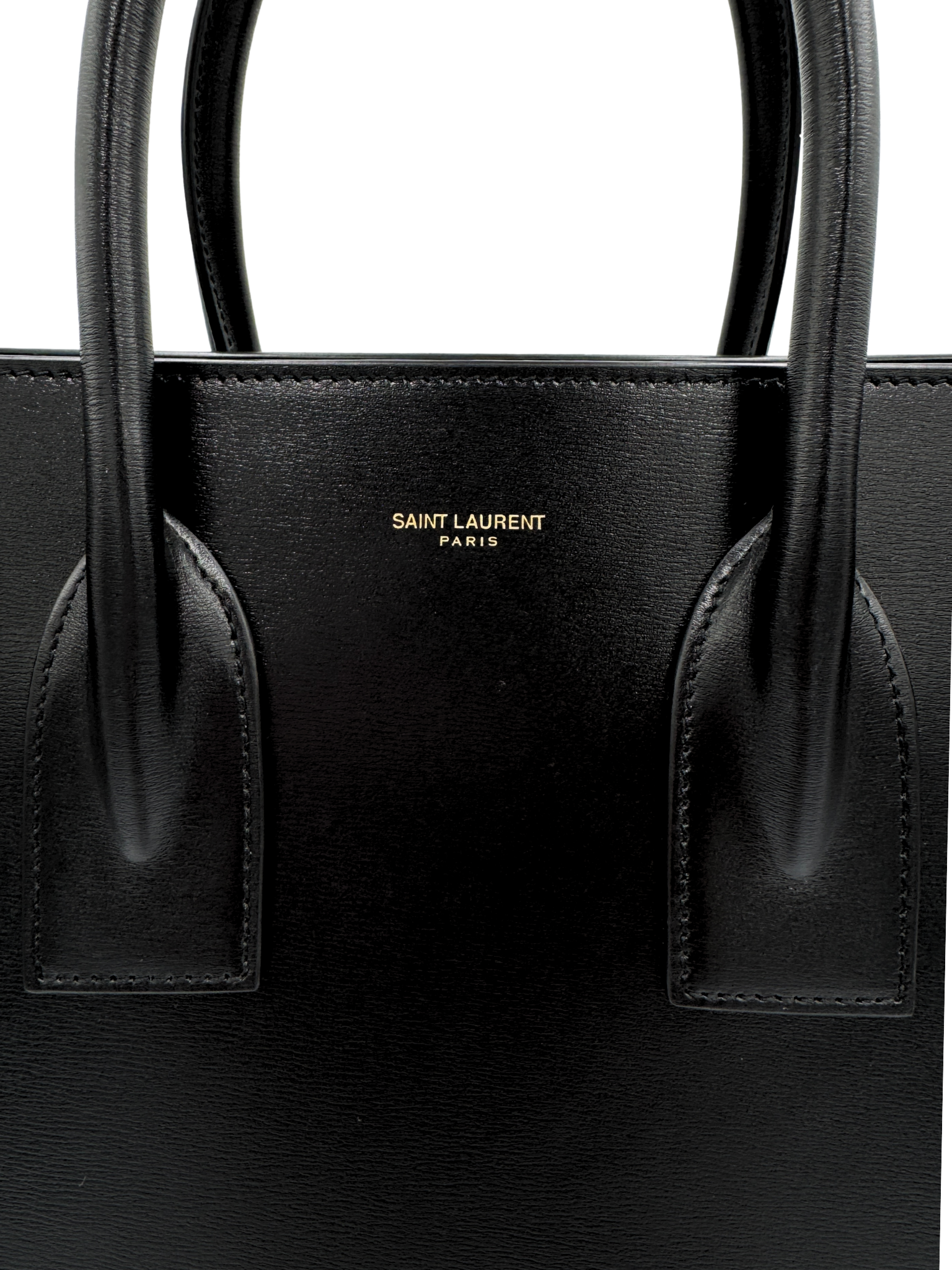 Small Sac De Jour Tote Bag with Removable Pouch Clutch in Black Smooth Calfskin Leather